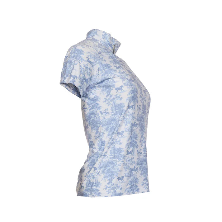 Dapplebay Equestrian Toile 1/4 Zip Short Sleeve Riding Top