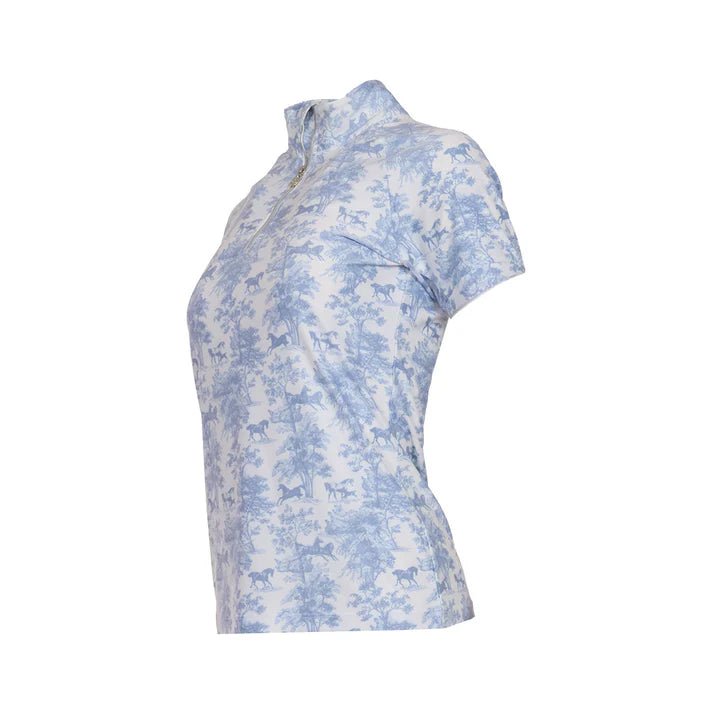 Dapplebay Equestrian Toile 1/4 Zip Short Sleeve Riding Top
