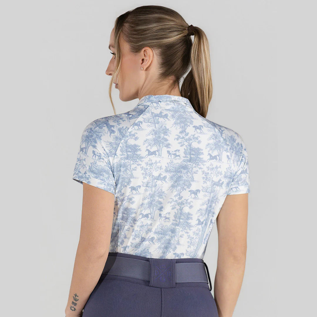 Dapplebay Equestrian Toile 1/4 Zip Short Sleeve Riding Top