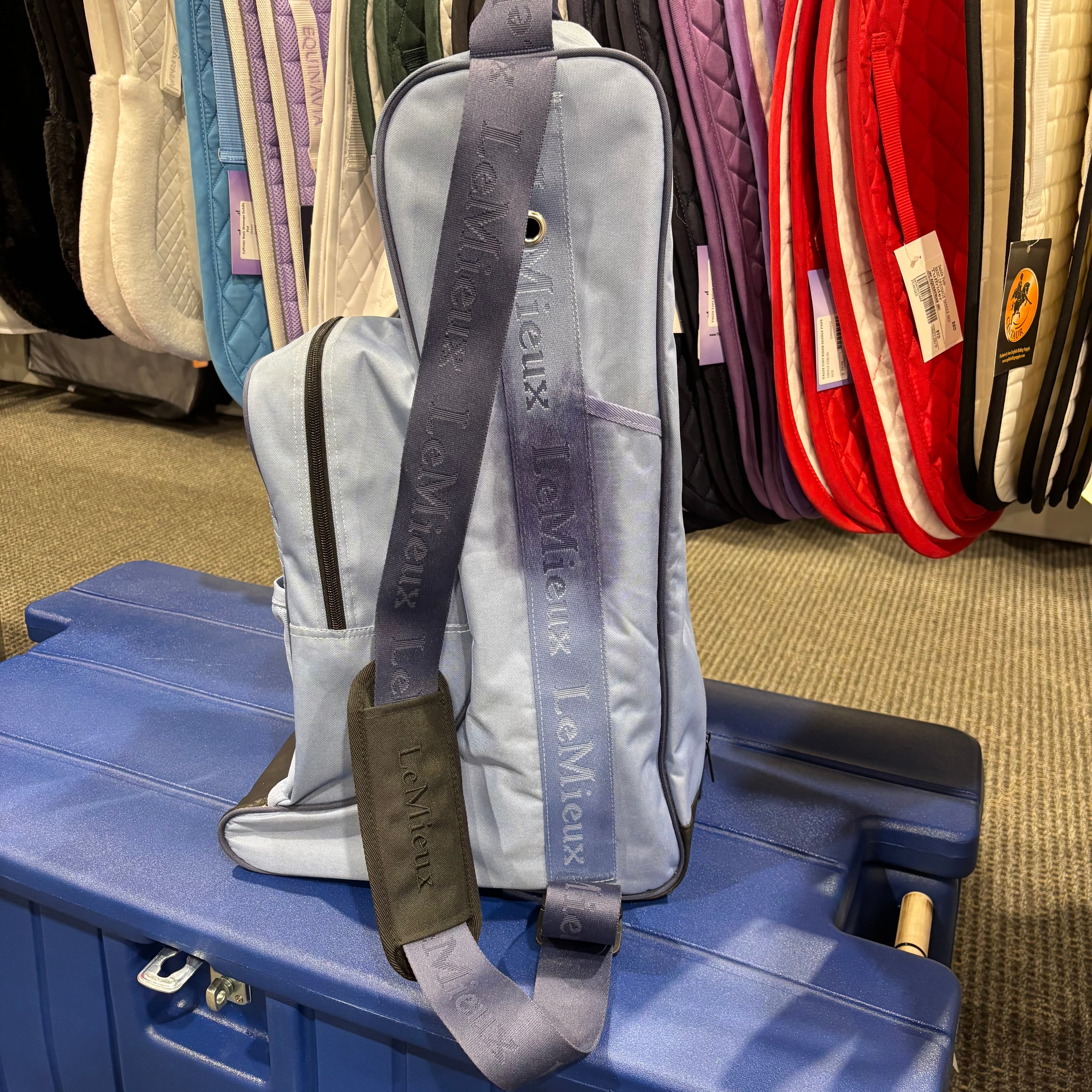Used Blue LeMieux Boot and Hat Bag