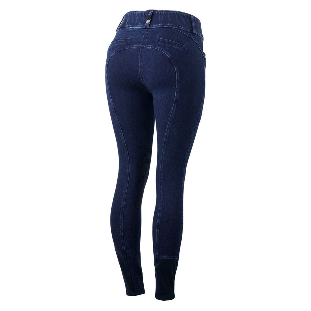 B Vertigo Morgana Denim Knee Patch Breeches - supporting