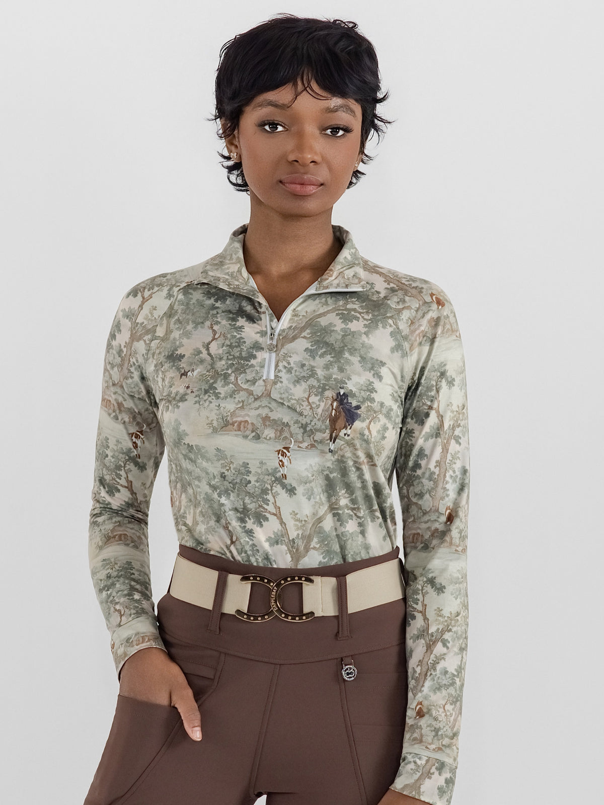 Dapplebay Hunt Tapestry 1/4 Zip Long Sleeve Riding Top