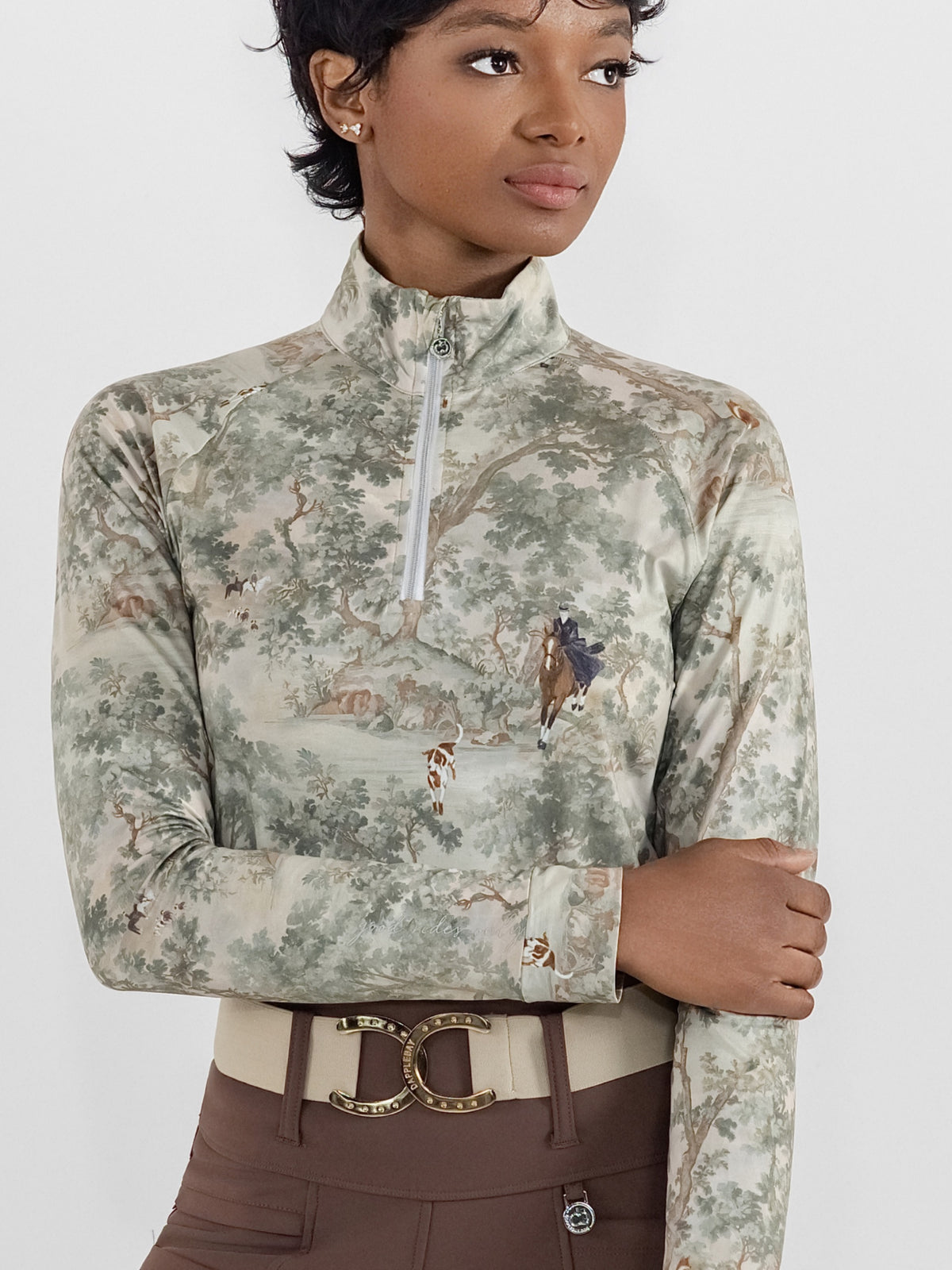 Dapplebay Hunt Tapestry 1/4 Zip Long Sleeve Riding Top
