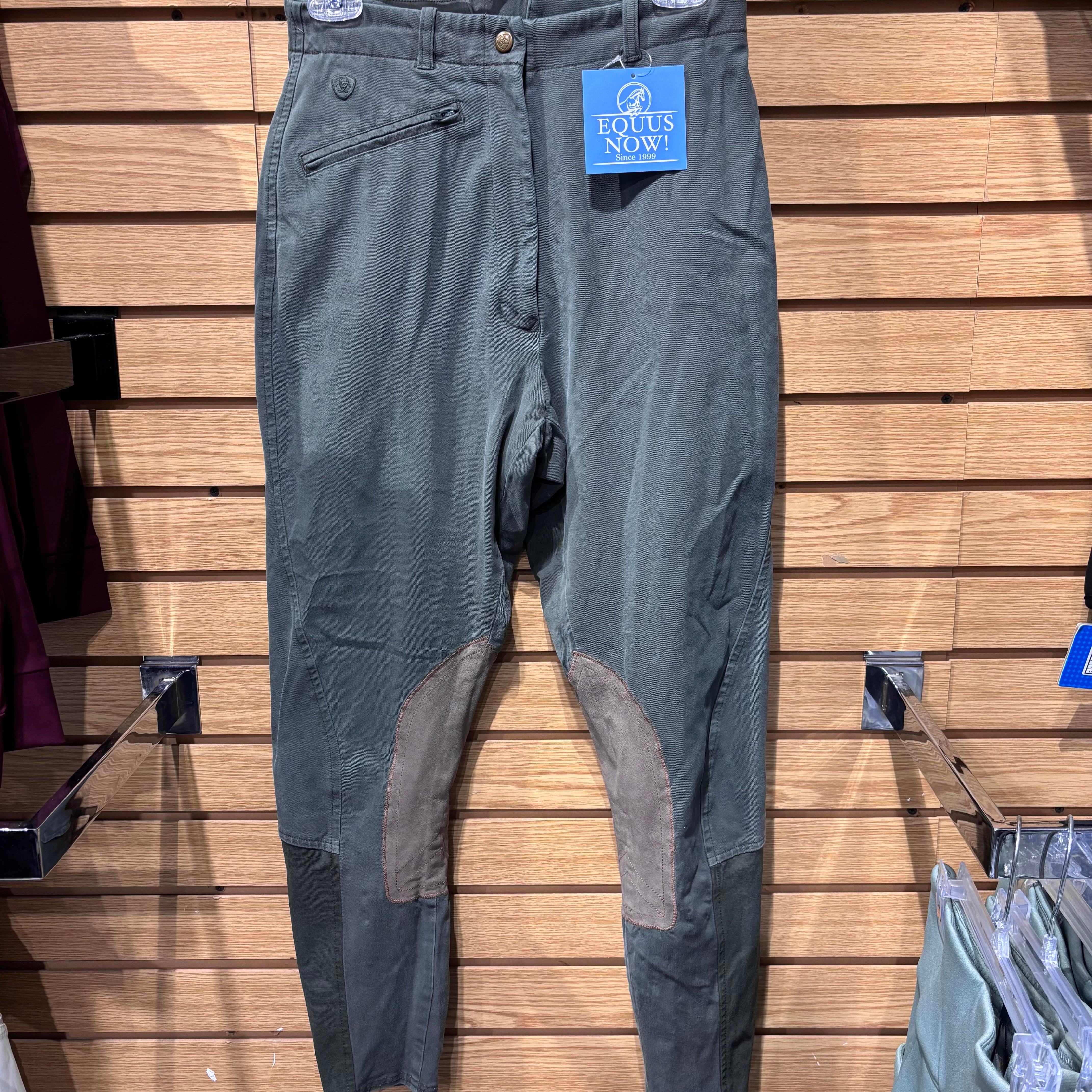 Used 28L Ariat Green Knee Patch Breeches