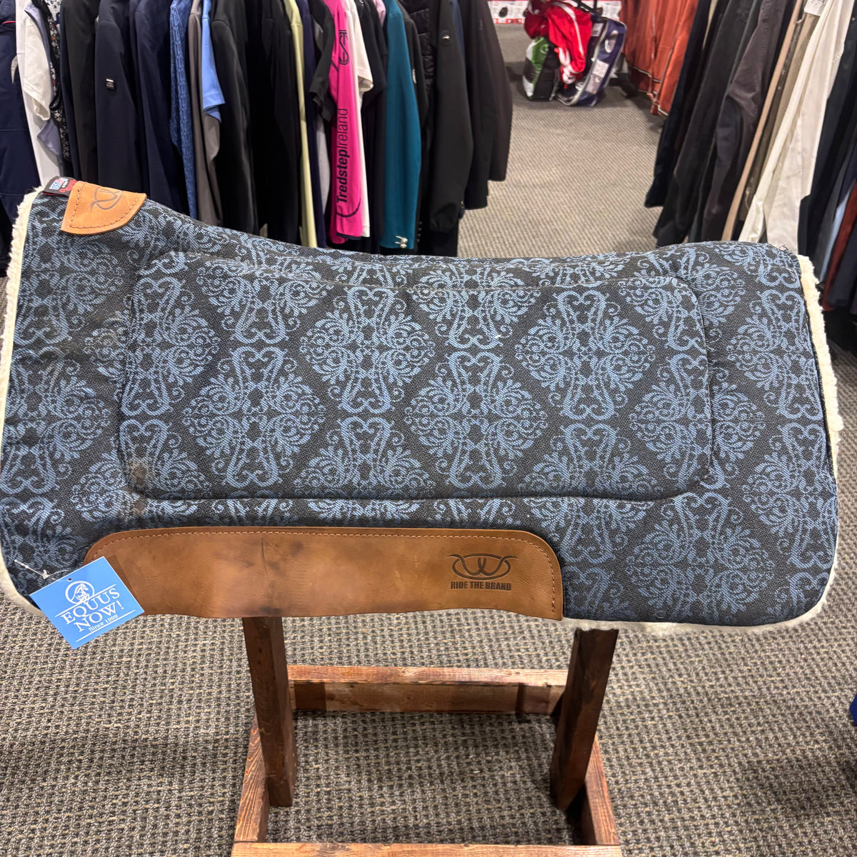 Used 32" Blue Patterned Weaver "Ride the Brand" Fleece Western Pad