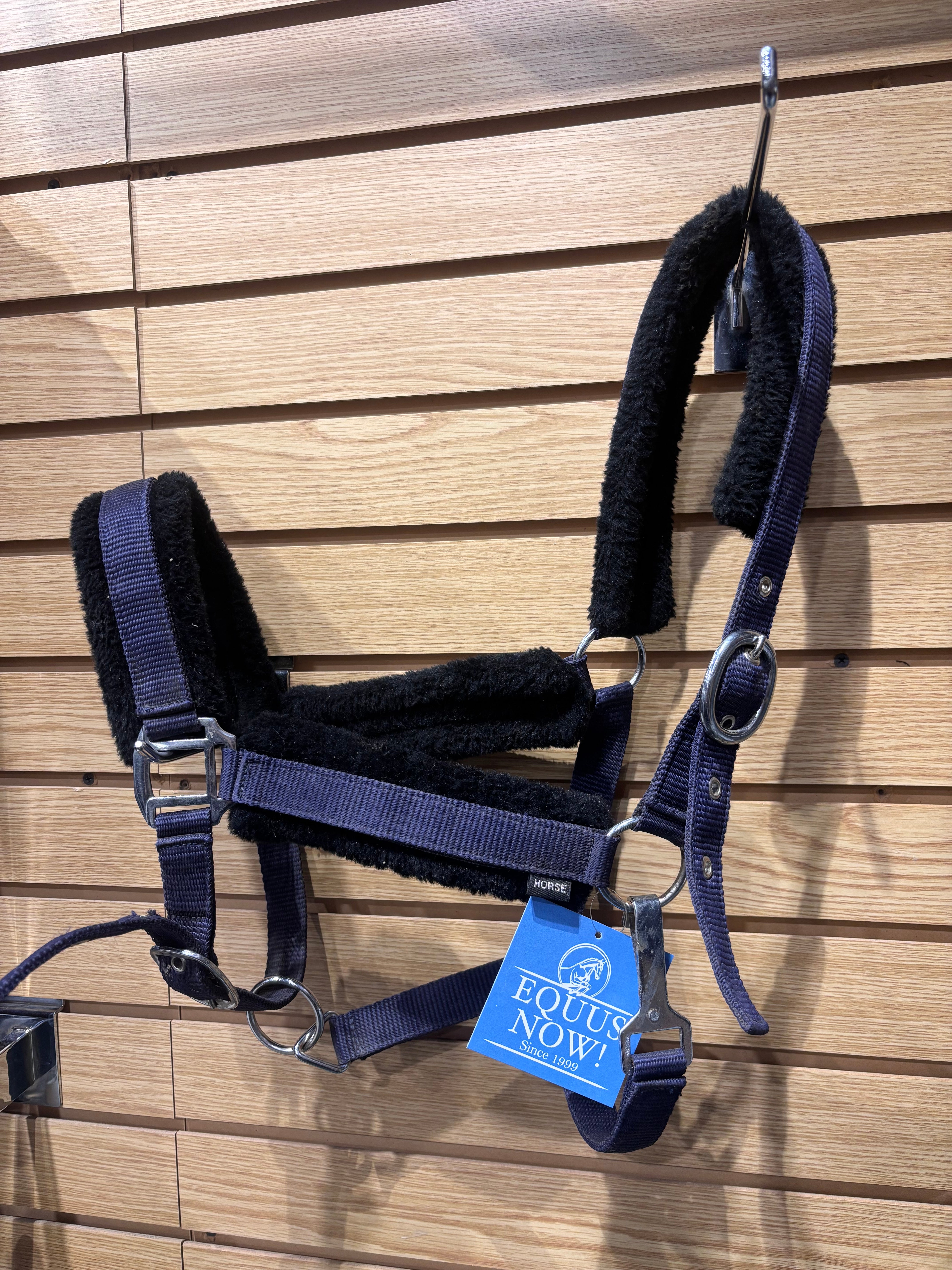 Used Horse Navy Fleece Lined Nylon Halter