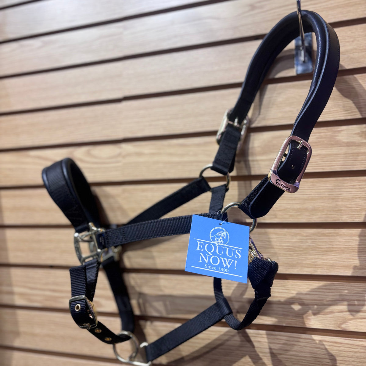 Used Full Black Arma Premium Nylon Halter w Leather Padding