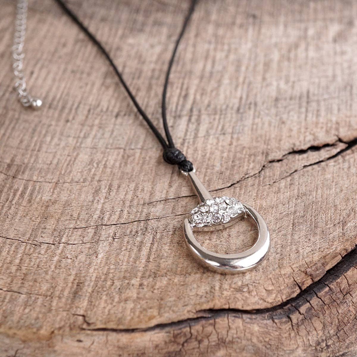 Horse Bit Cord Necklace – Silver - Midnight Ride Pendant Necklace