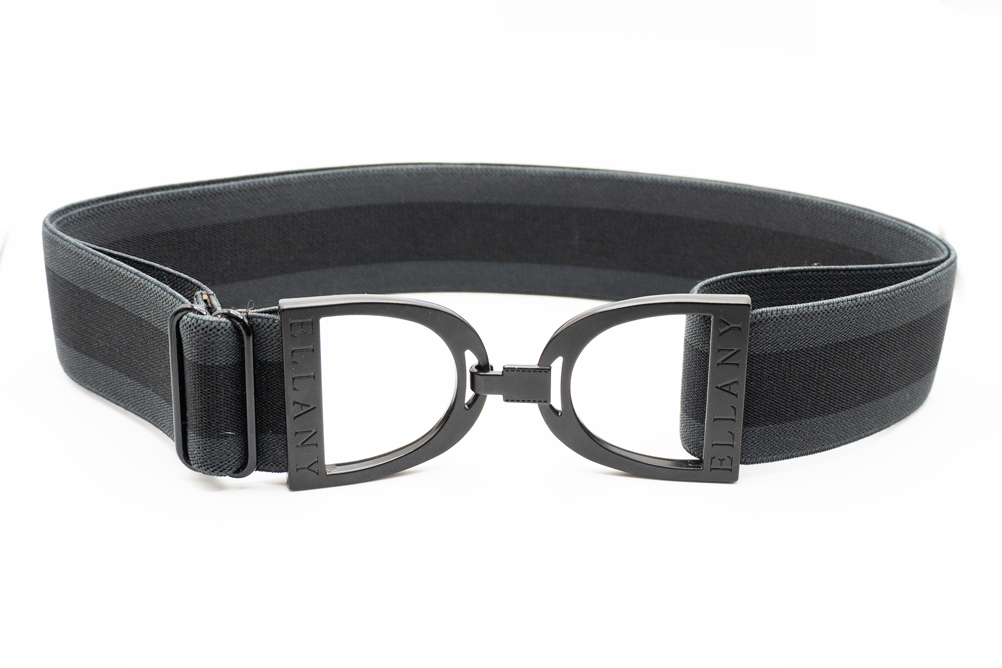 Ellany - Charcoal Stripes - 1.5" Black Stirrup Elastic Belt