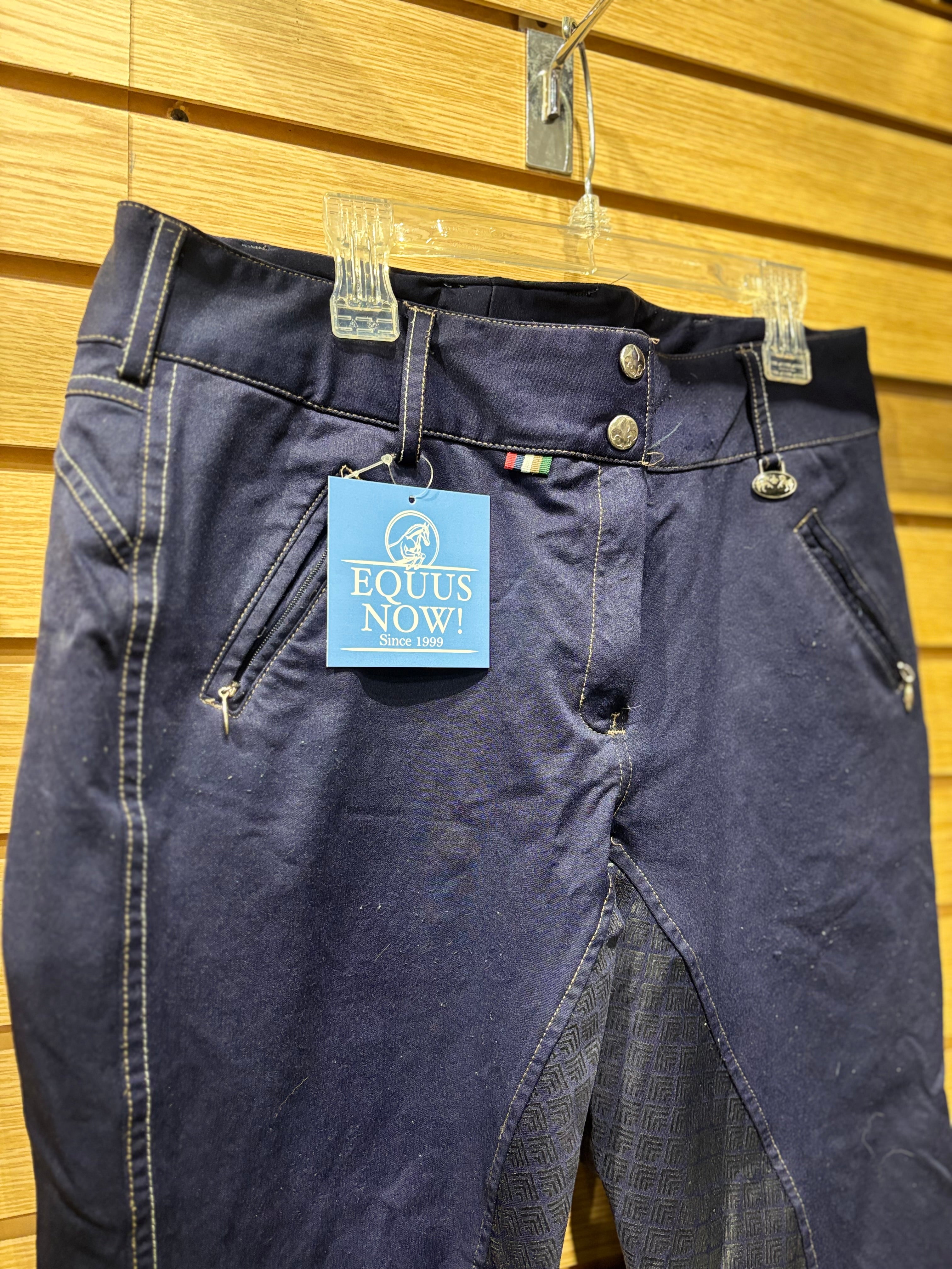 Used 32 Navy Equine Couture Full Seat Breeches