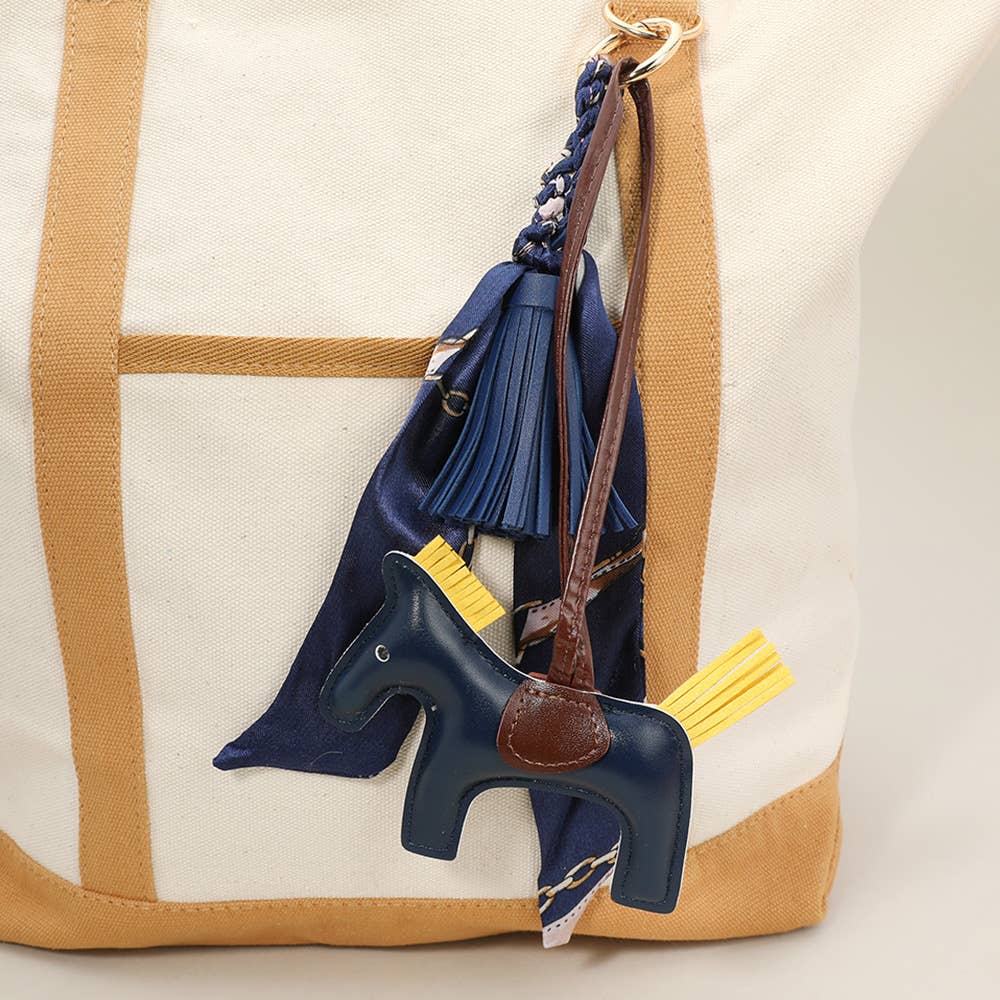 Sensibling Corp. - Faux Leather Horse Tassel Scarf Keychain / Bag Charm