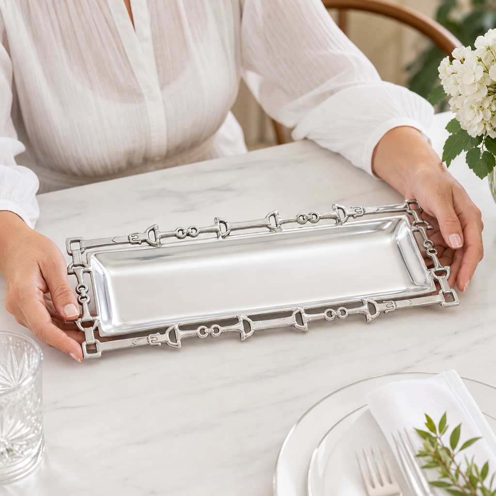 Equestrian Oblong Tray W/Openwork