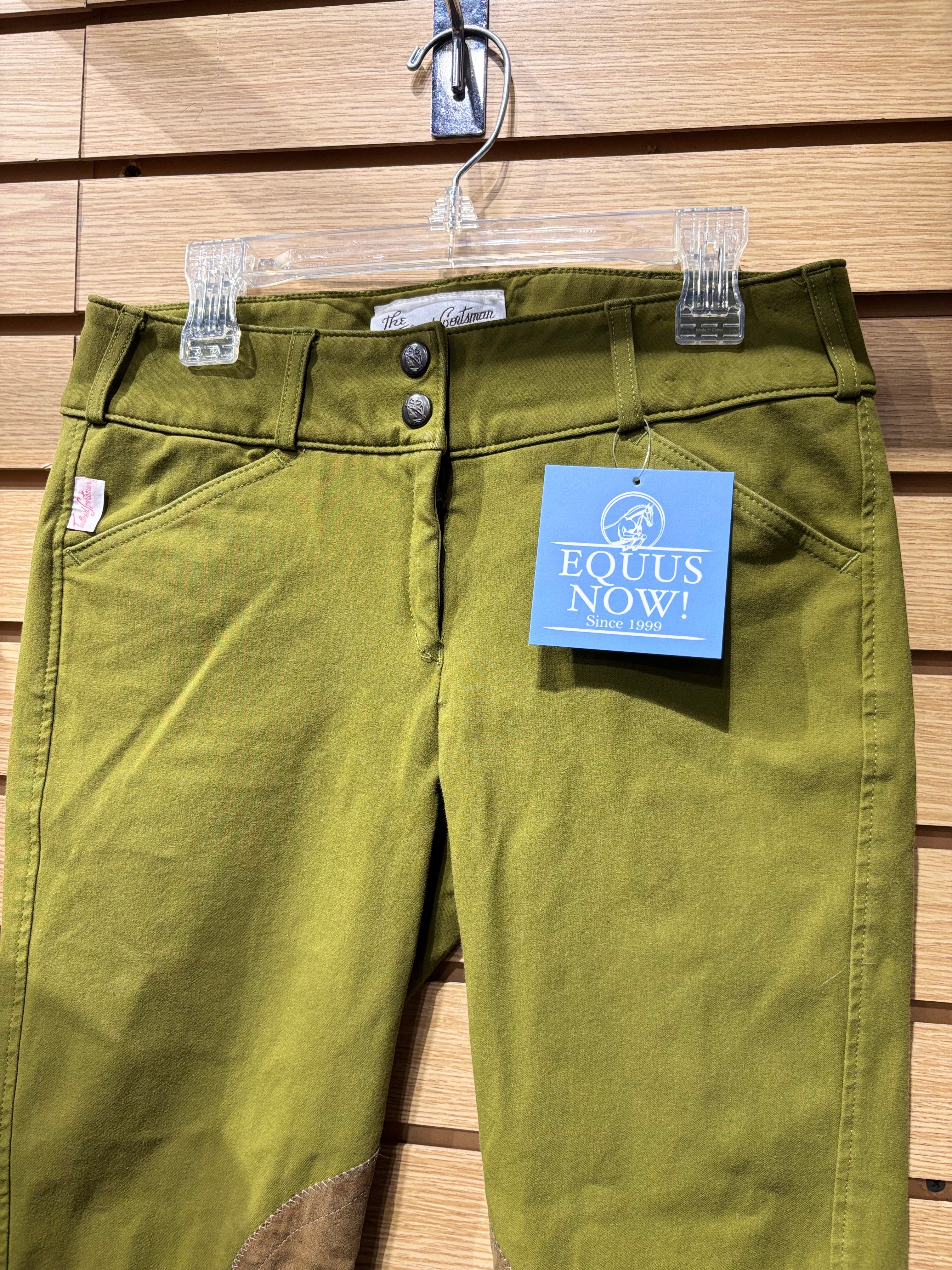Used 26 Olive Green Tailored Sportsman Knee Patch Breeches