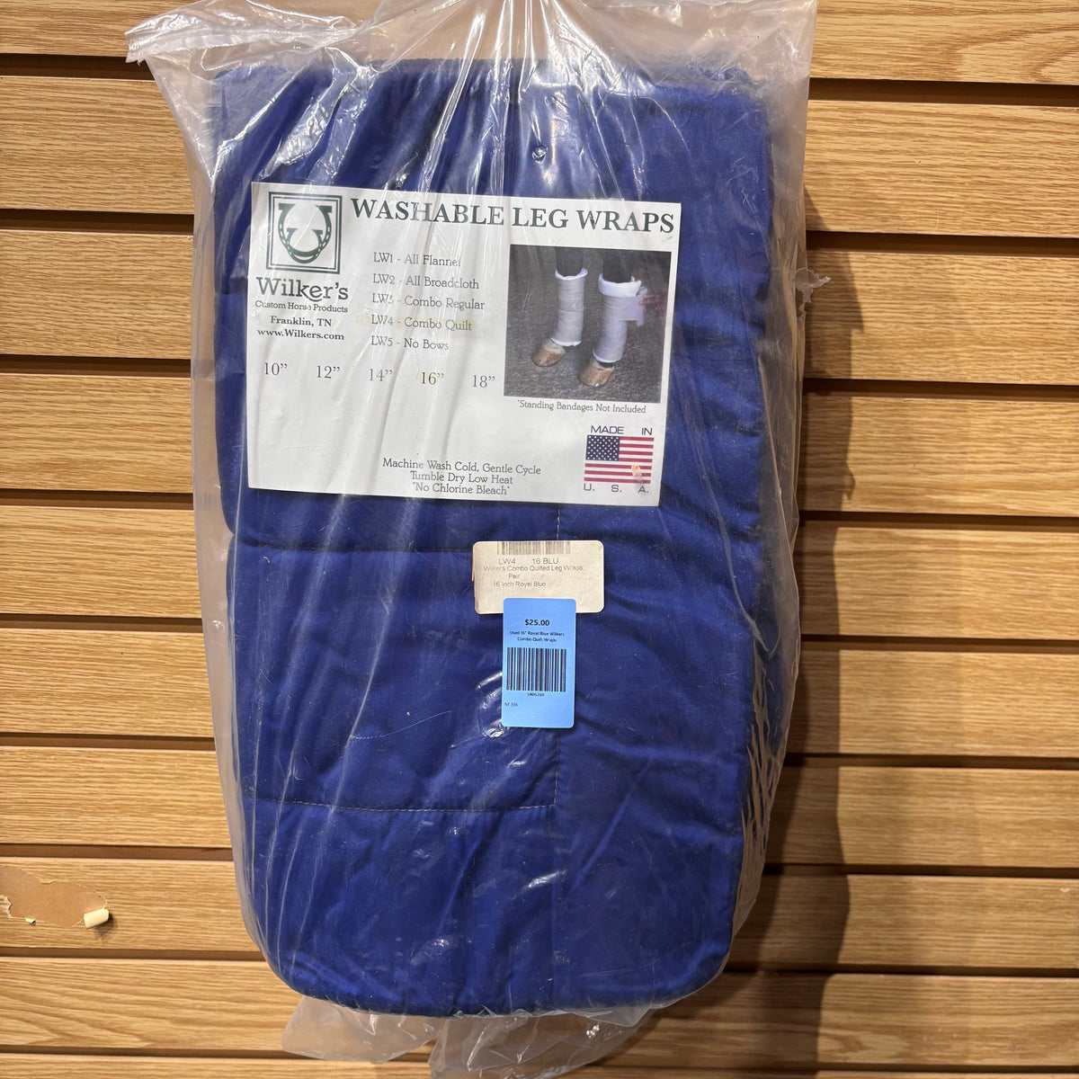 Used 16" Royal Blue Wilkers Combo Quilt Wraps