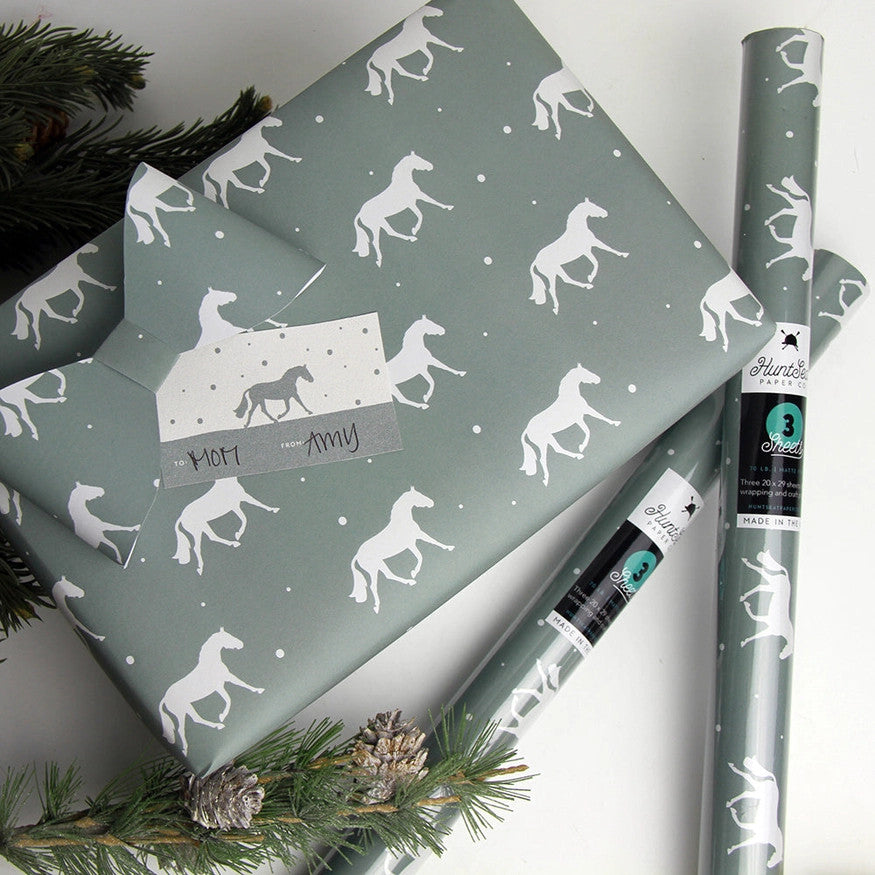 Hunt Seat Paper Co Winter Horse Wrapping Paper - sku to order - 117281