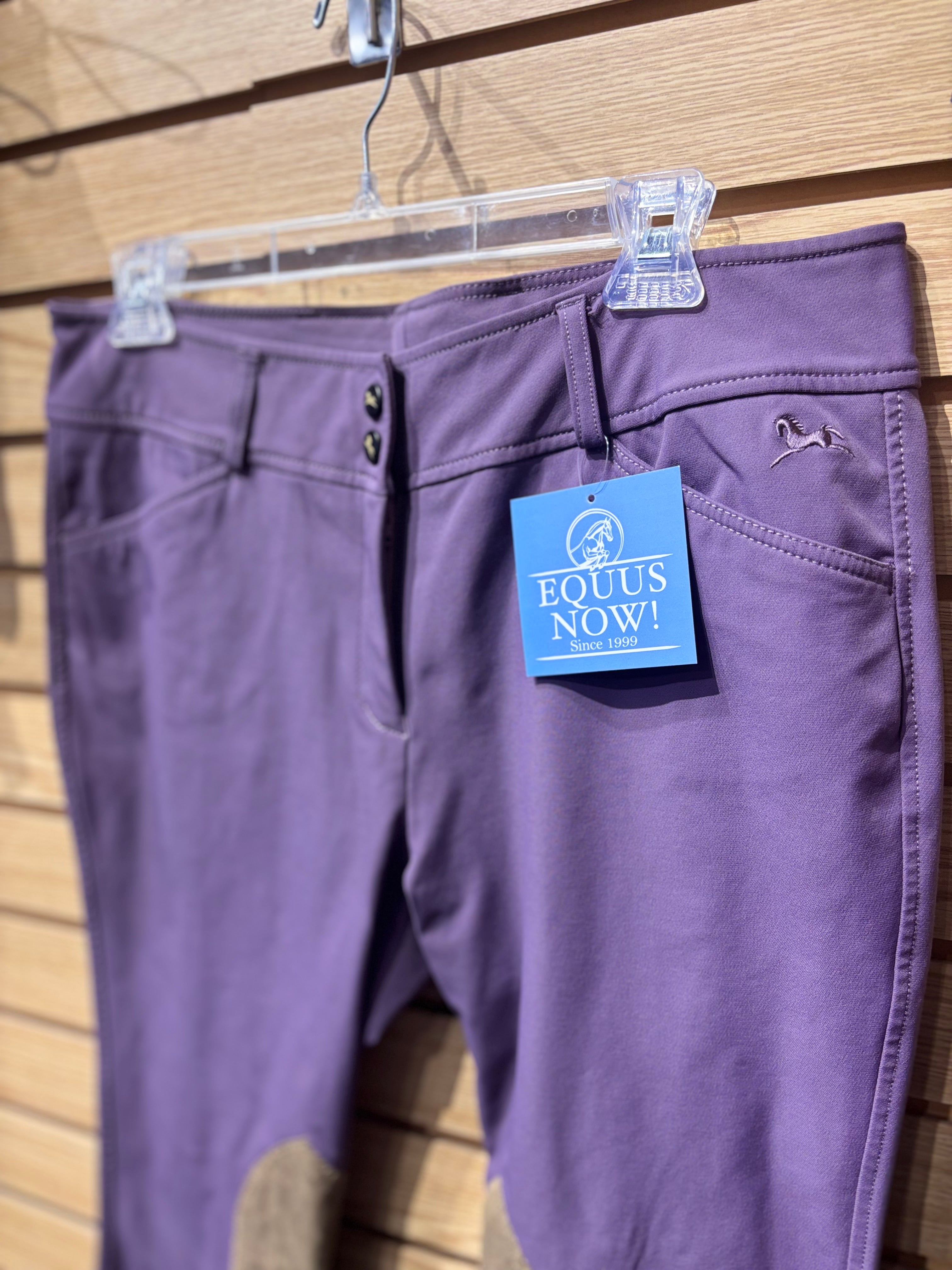 Used 32R RJ Classics Plum Knee Patch Breeches