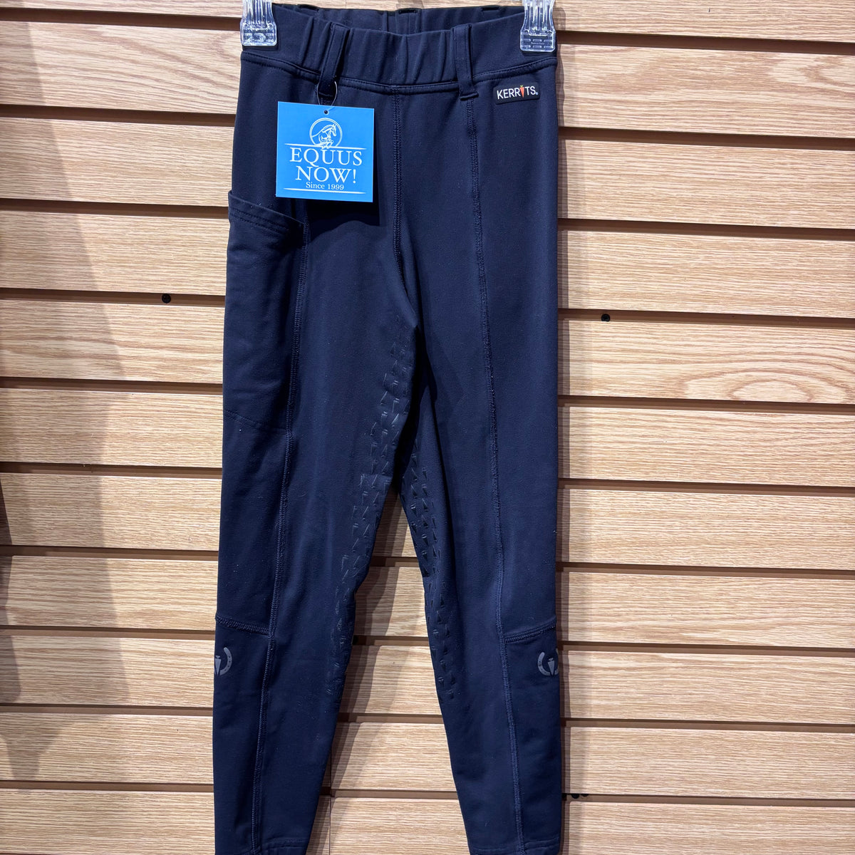 Used Youth Small Black Kerrits Silicone Full Leg Breeches
