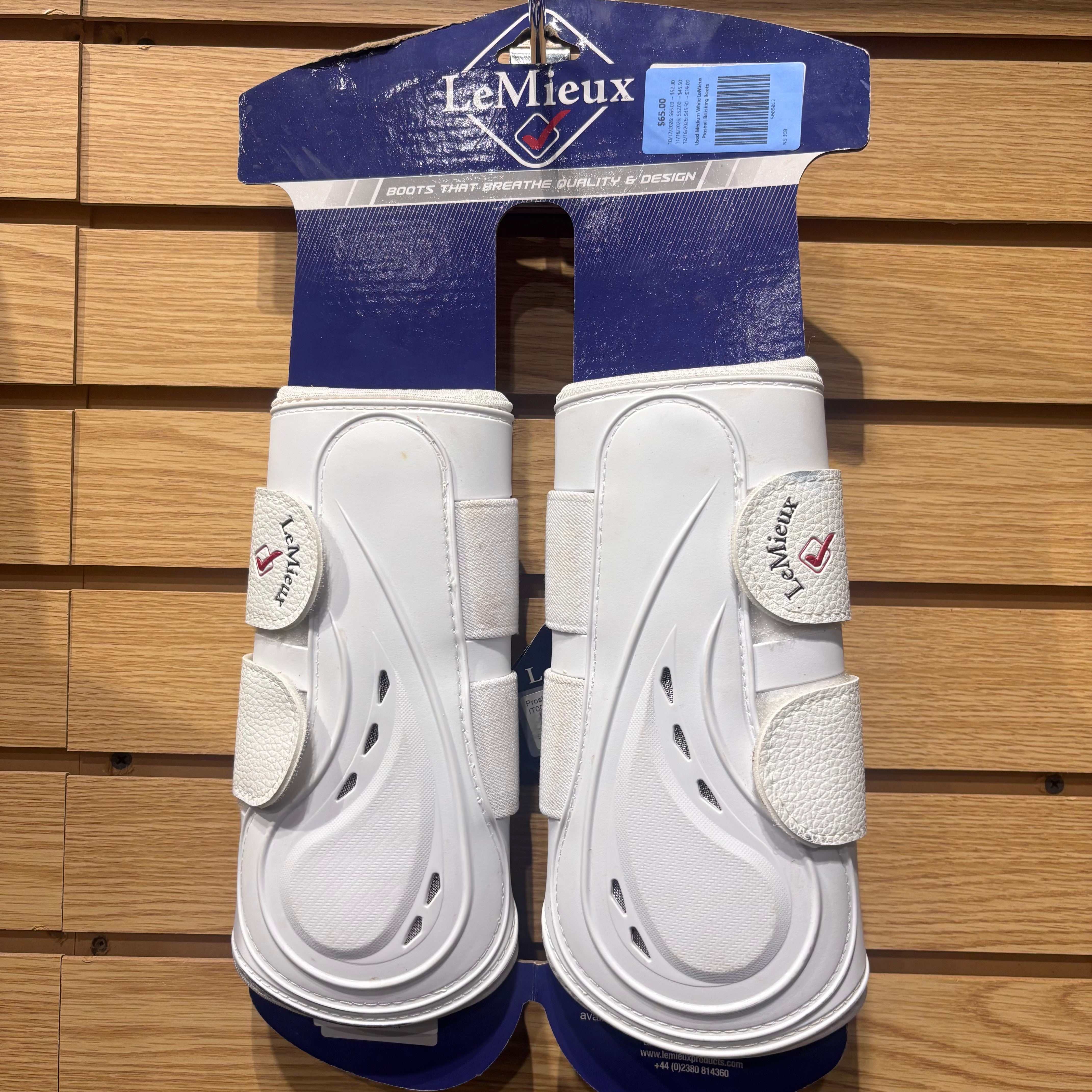 Used Medium White LeMieux Proshell Brushing Boots