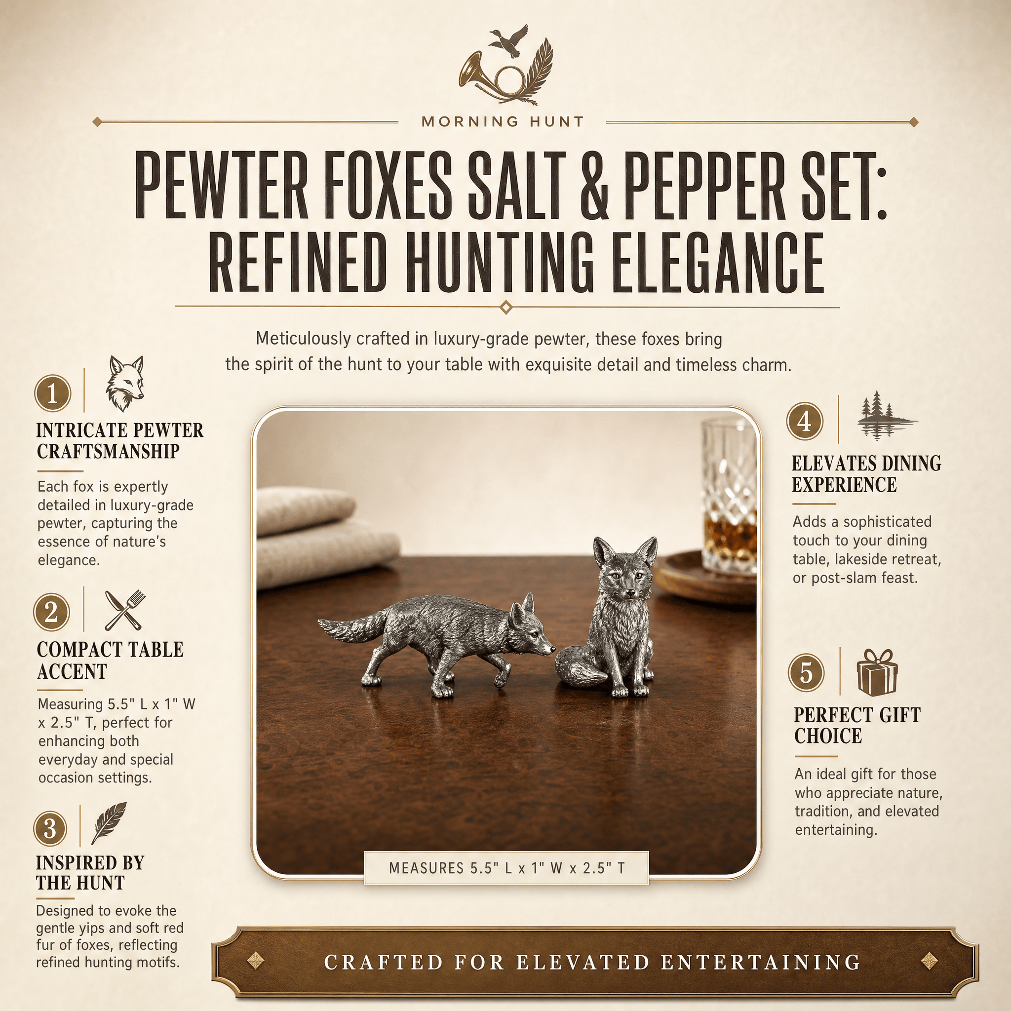 Pewter Foxes Salt & Pepper Set