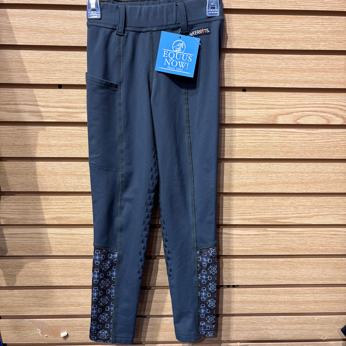 Used Youth Small Green Kerrits Silicone Full Seat Winter Breeches