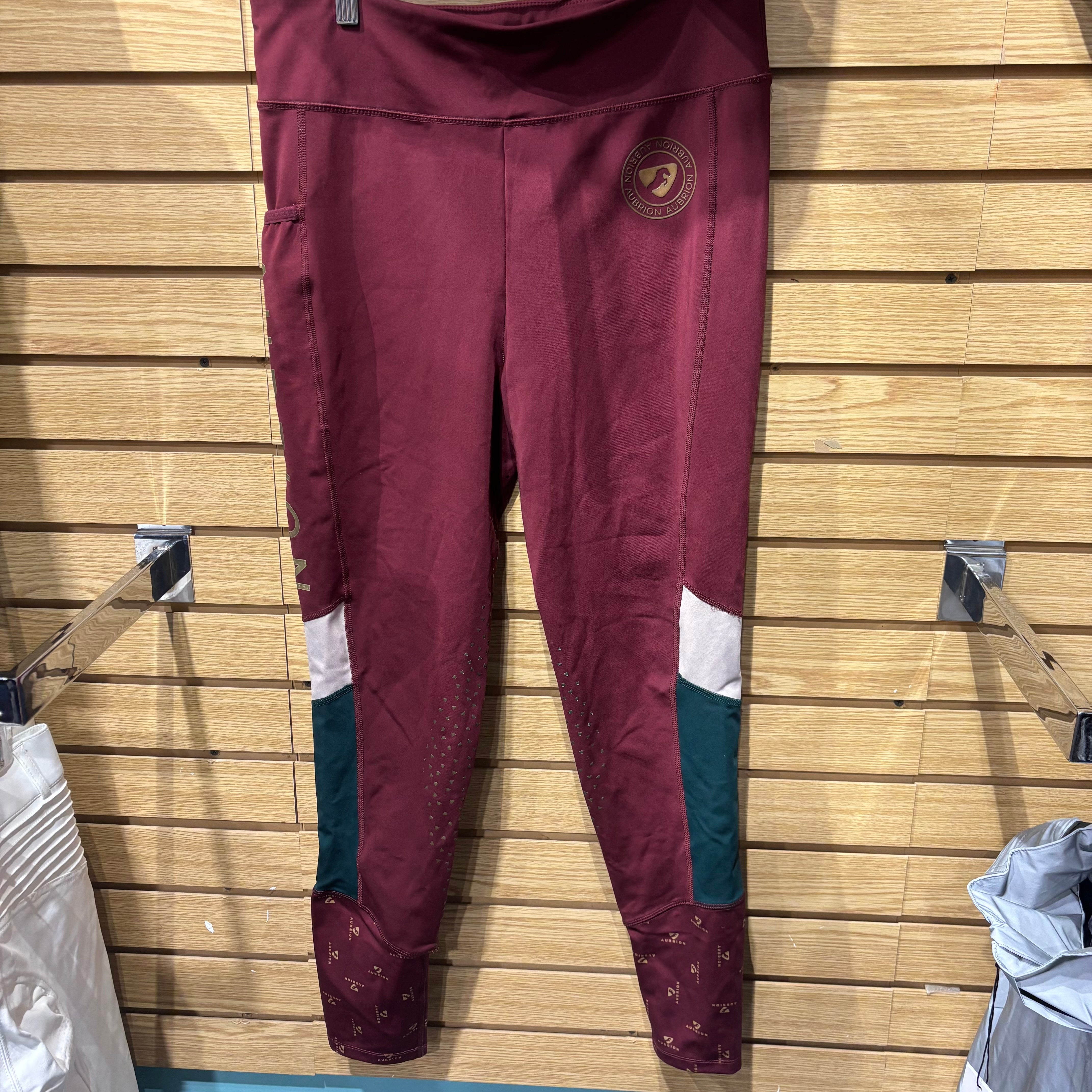 Used Large Maroon Aubrion Full Seat Tights