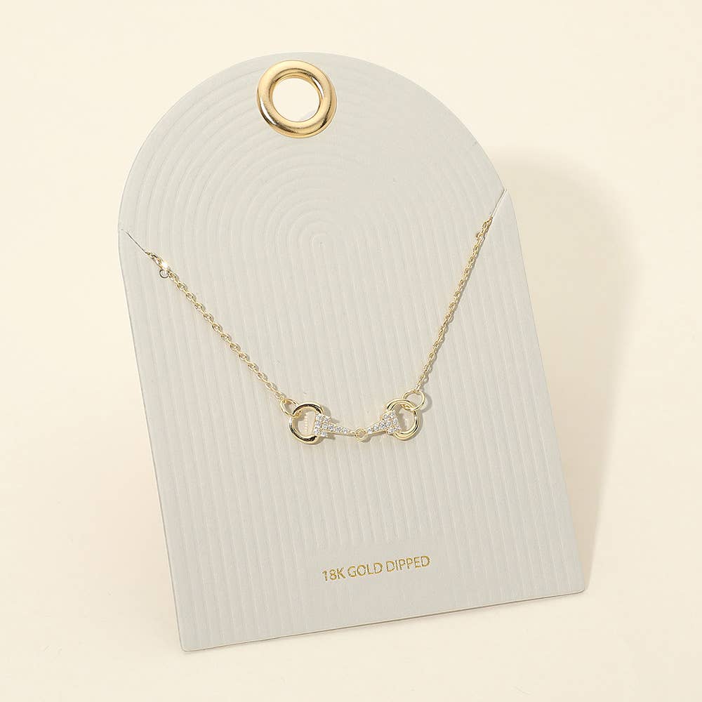 Sensibling Corp. - 18K Gold Dipped Stone Pave Horsebit Link Pendant Necklace