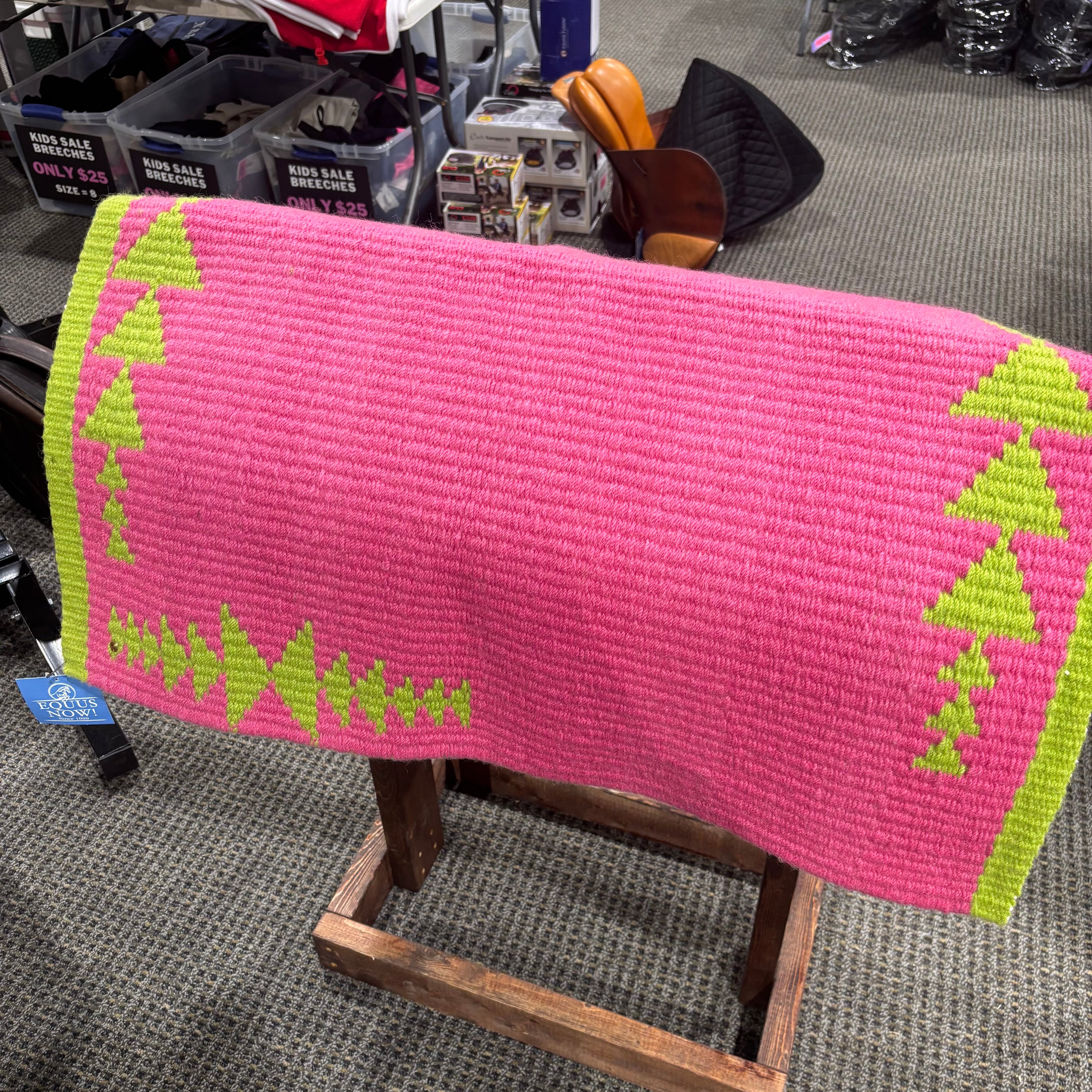 Used Lime Green/Pink Wool Saddle Pad