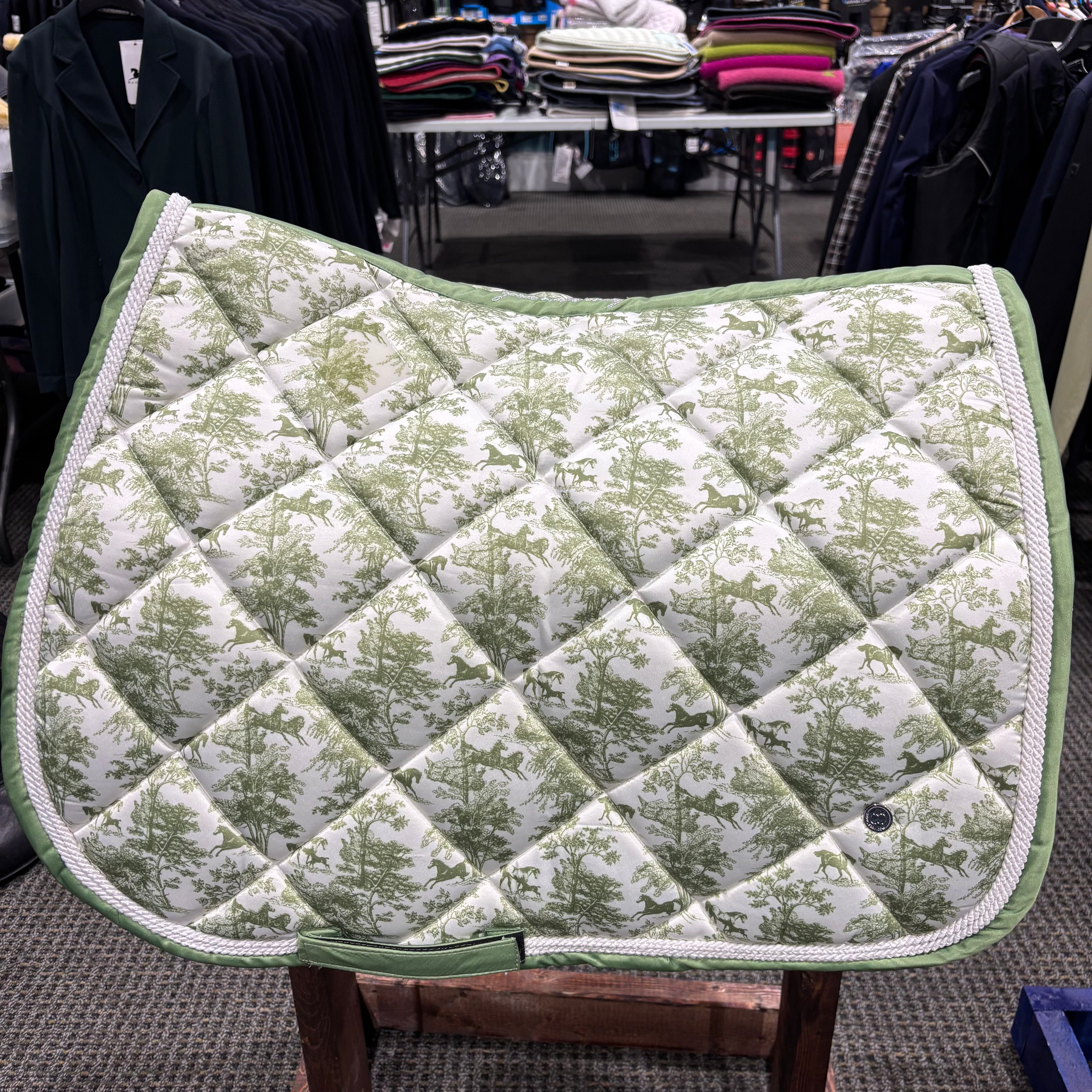 Used Full/Jump Dapple Bay Green Equestrian Toile Saddle Pad