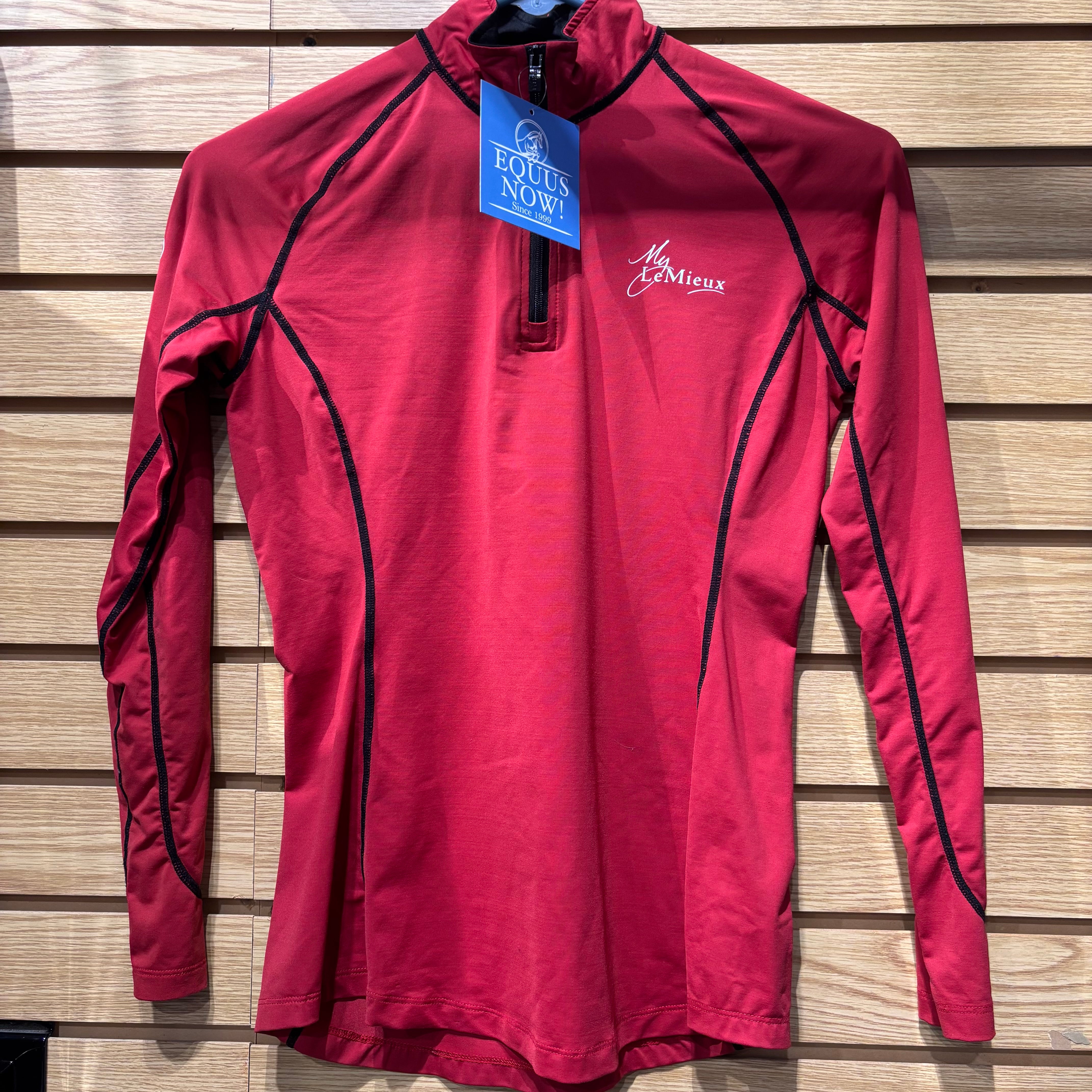 Used XS Red LeMieux Long Sleeve 1/4 Zip Tech Shirt