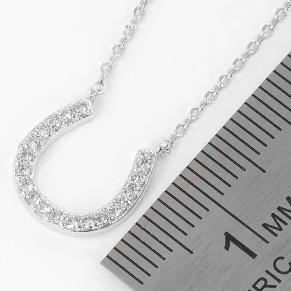 Sensibling Corp. - Gold Dipped CZ Stone Paved Horseshoe Pendant Necklace