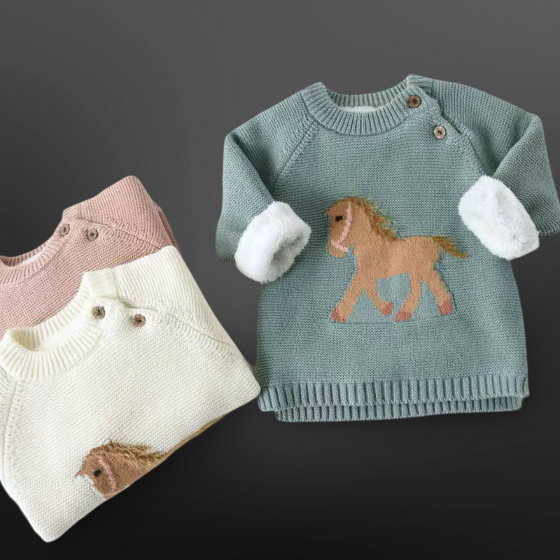 Equestrian Horse Knit Baby Sweater