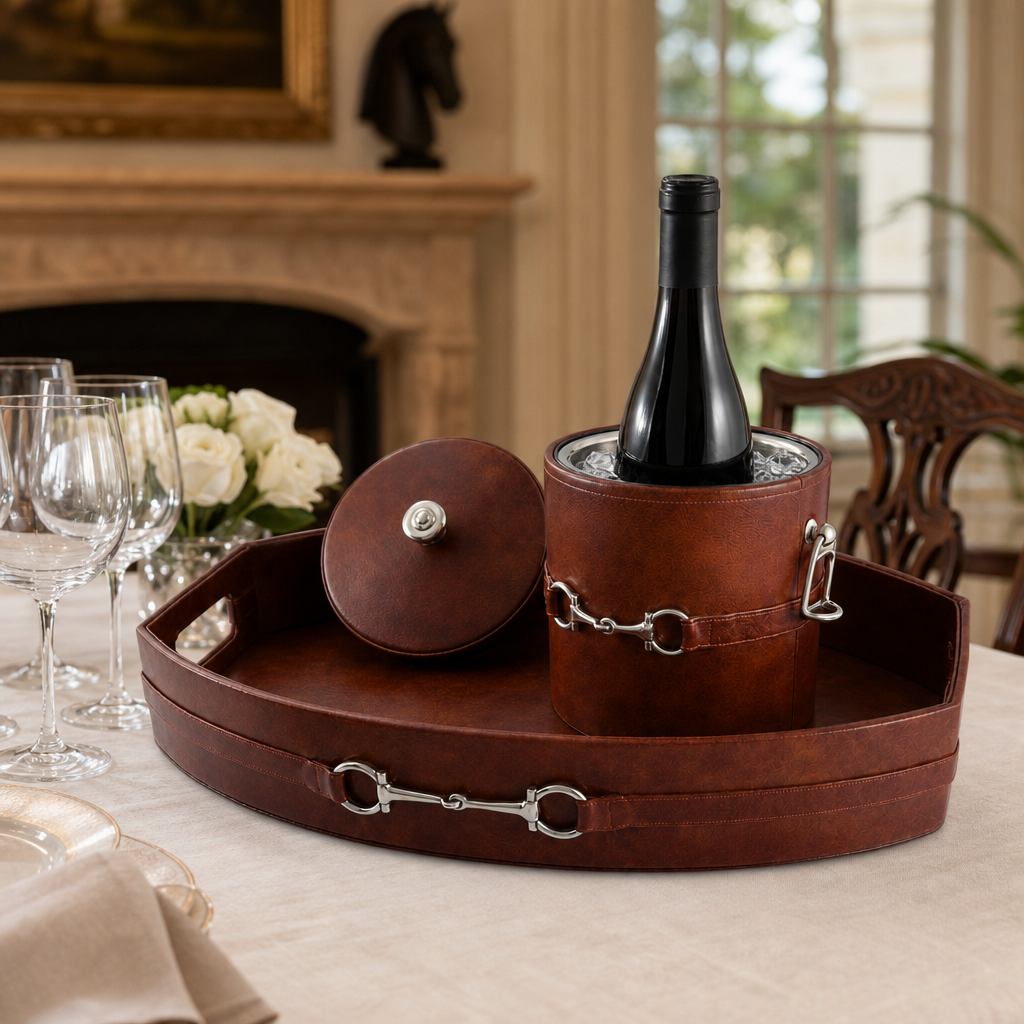 Equestrian Horse Bit Leather Ice Bucket