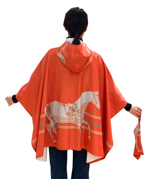 Winding River - Orange Horse Corral Reversible Rain Cape