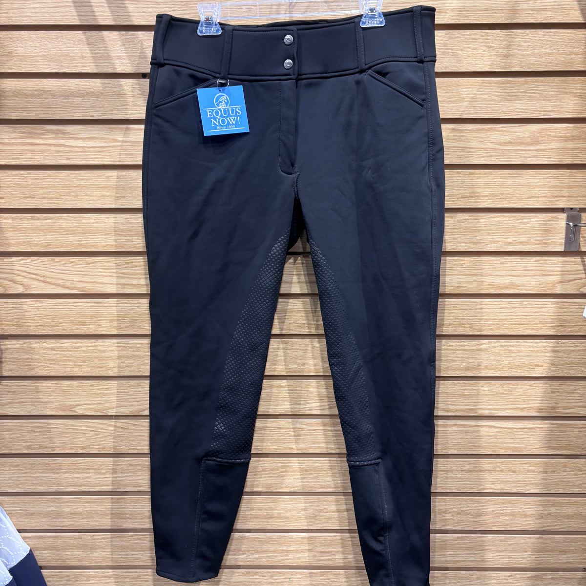 Used 34 Black Horze Fleece Lined Full Seat Winter Breeches