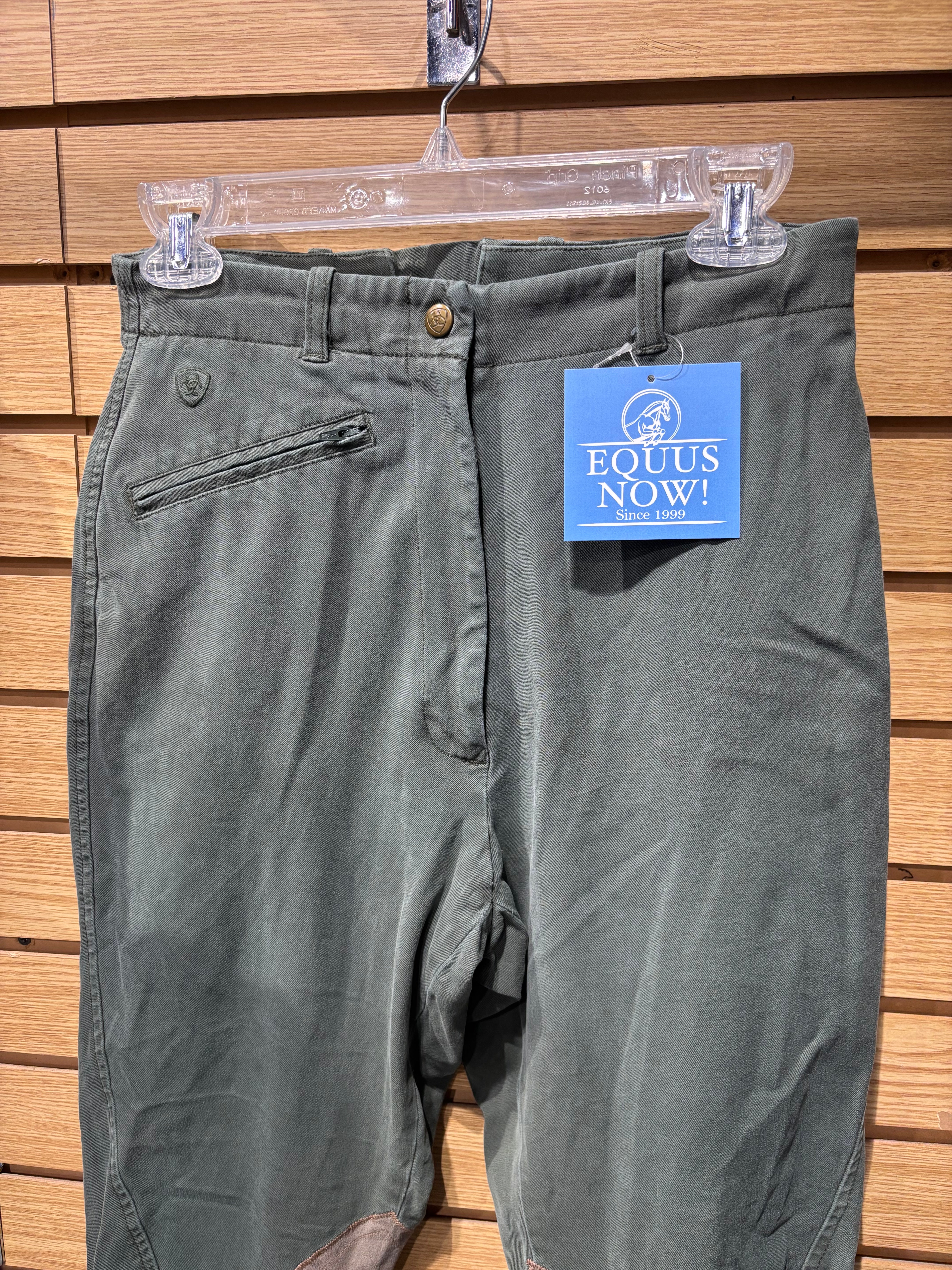 Used 28L Ariat Green Knee Patch Breeches