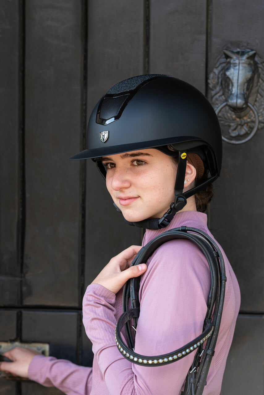 Tipperary Devon MIPS Wide Brim Helmet - Sparkle Top - supporting