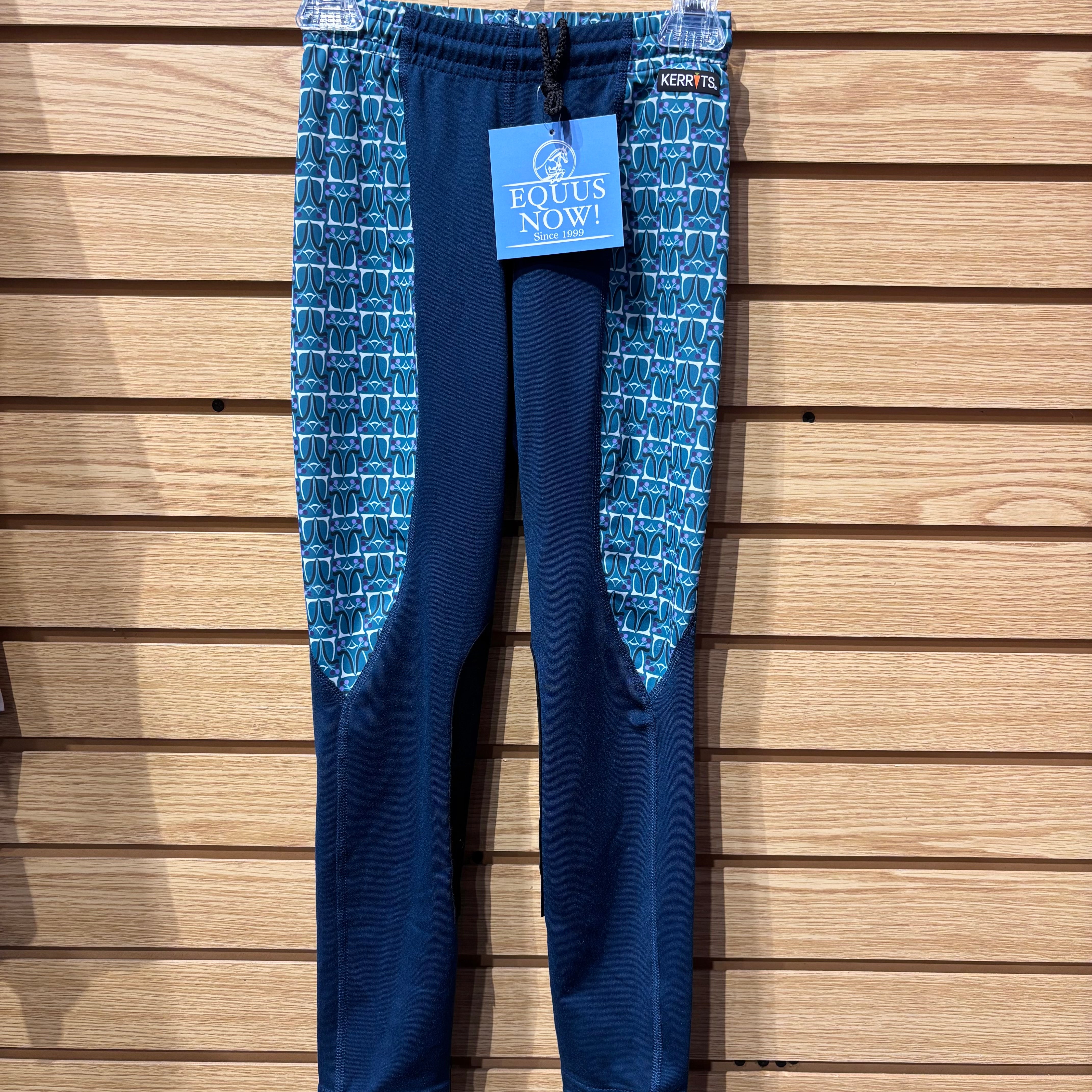 Used Youth Small Navy Kerrits Knee Patch Riding Tights