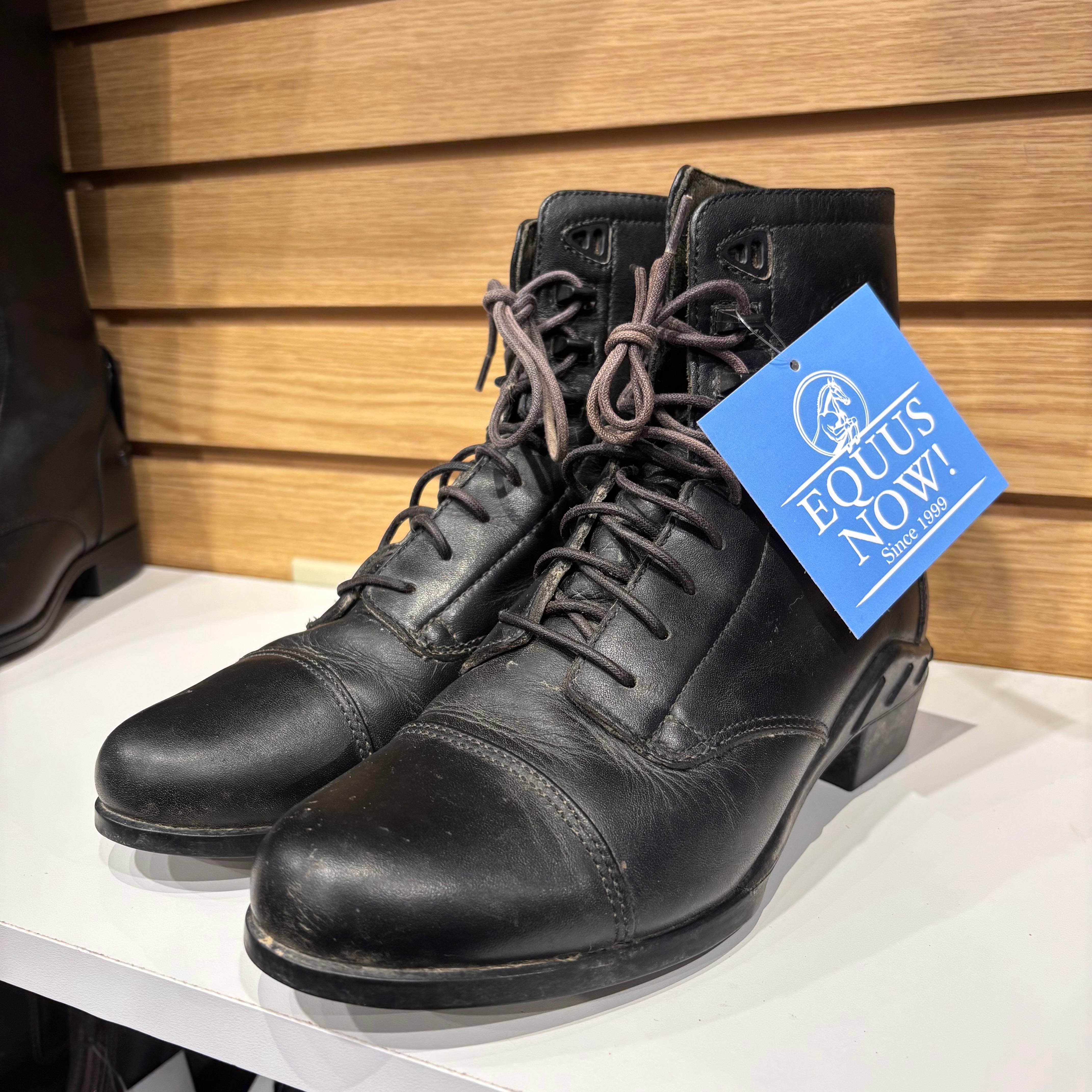 Used US 7.5 Black Ariat Lace Up Paddock Boots