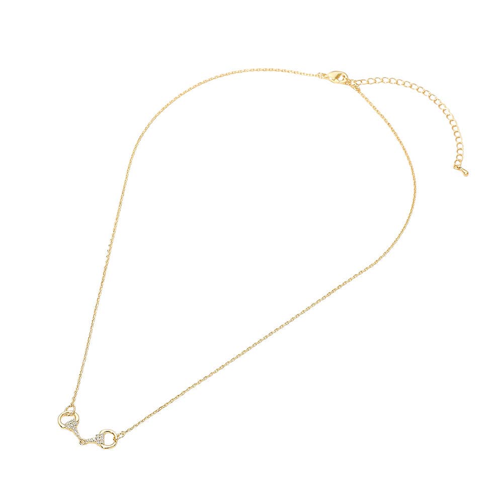 Sensibling Corp. - 18K Gold Dipped Stone Pave Horsebit Link Pendant Necklace