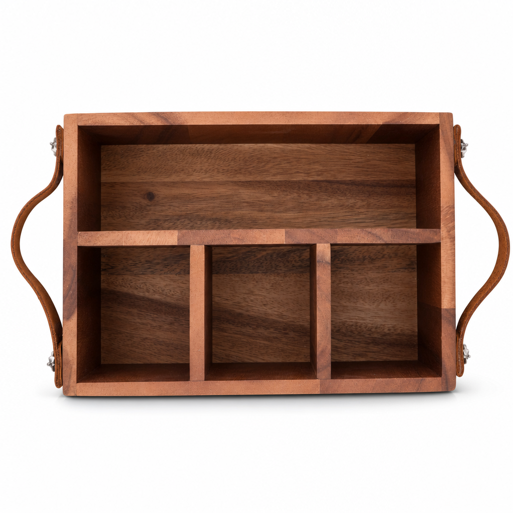 Horse Bits Flatware Caddy with Leather Handles