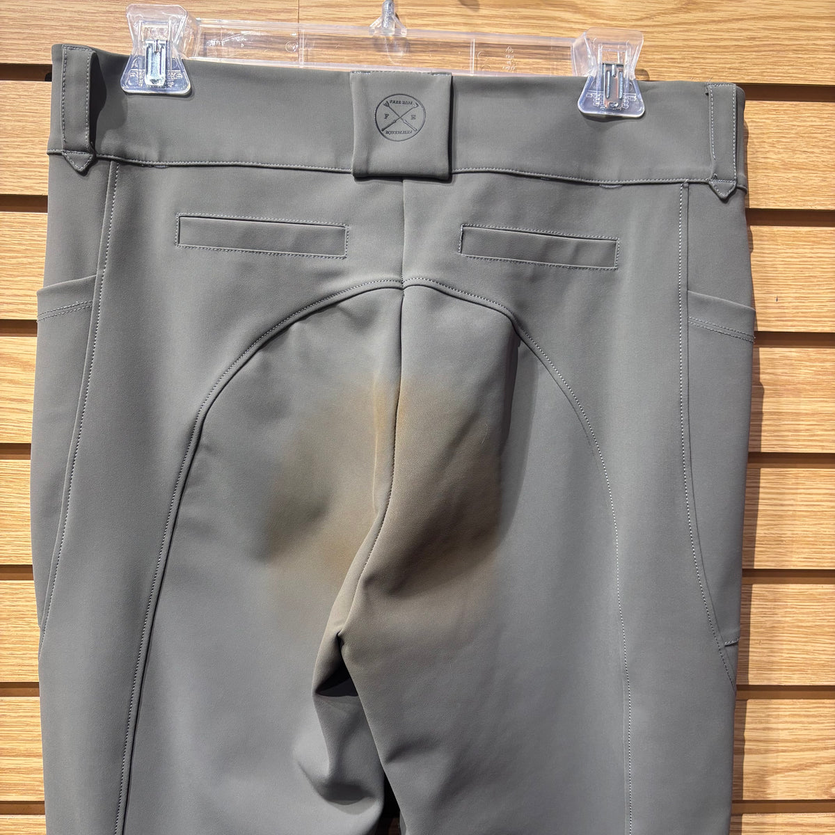 Used Free Ride Equestrian Grey 32 Knee Patch Breeches