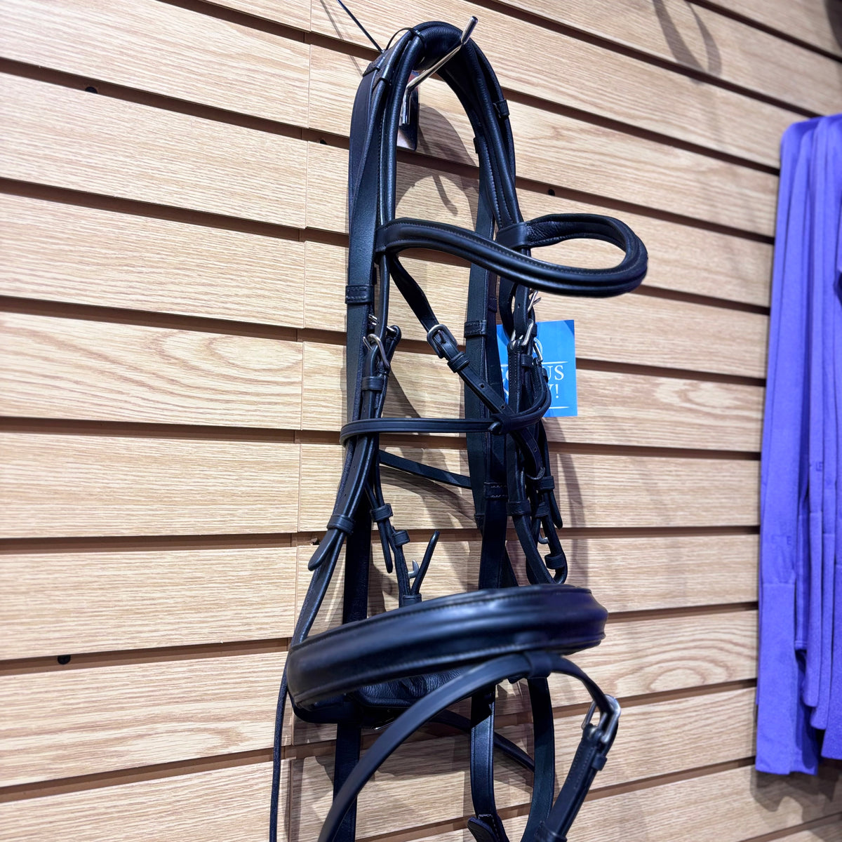 Used Full Black Padded Poll Relief Dressage Bridle w/ Tory Leather Reins
