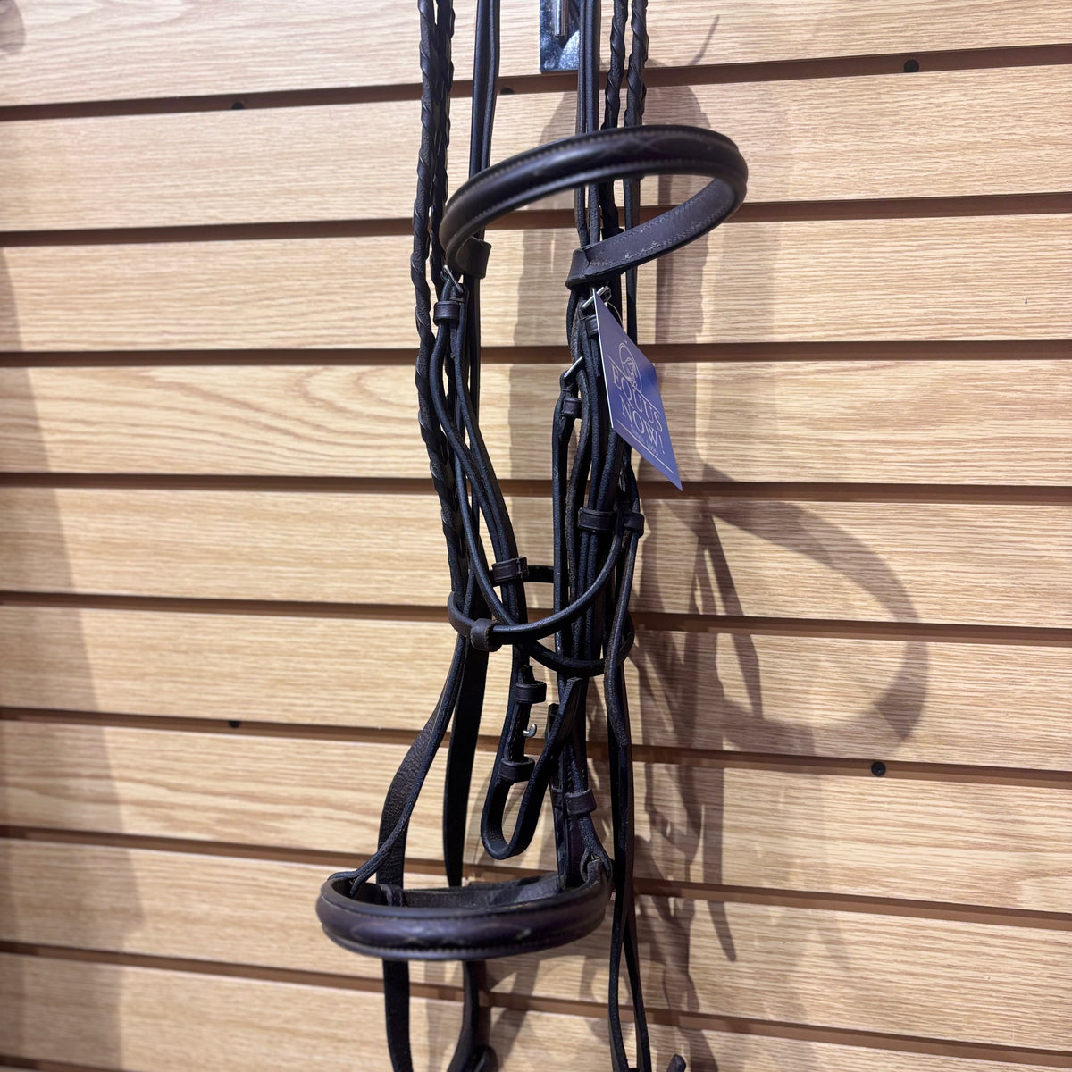 Used Oversize Brown Leather Bridle w Laced Reins