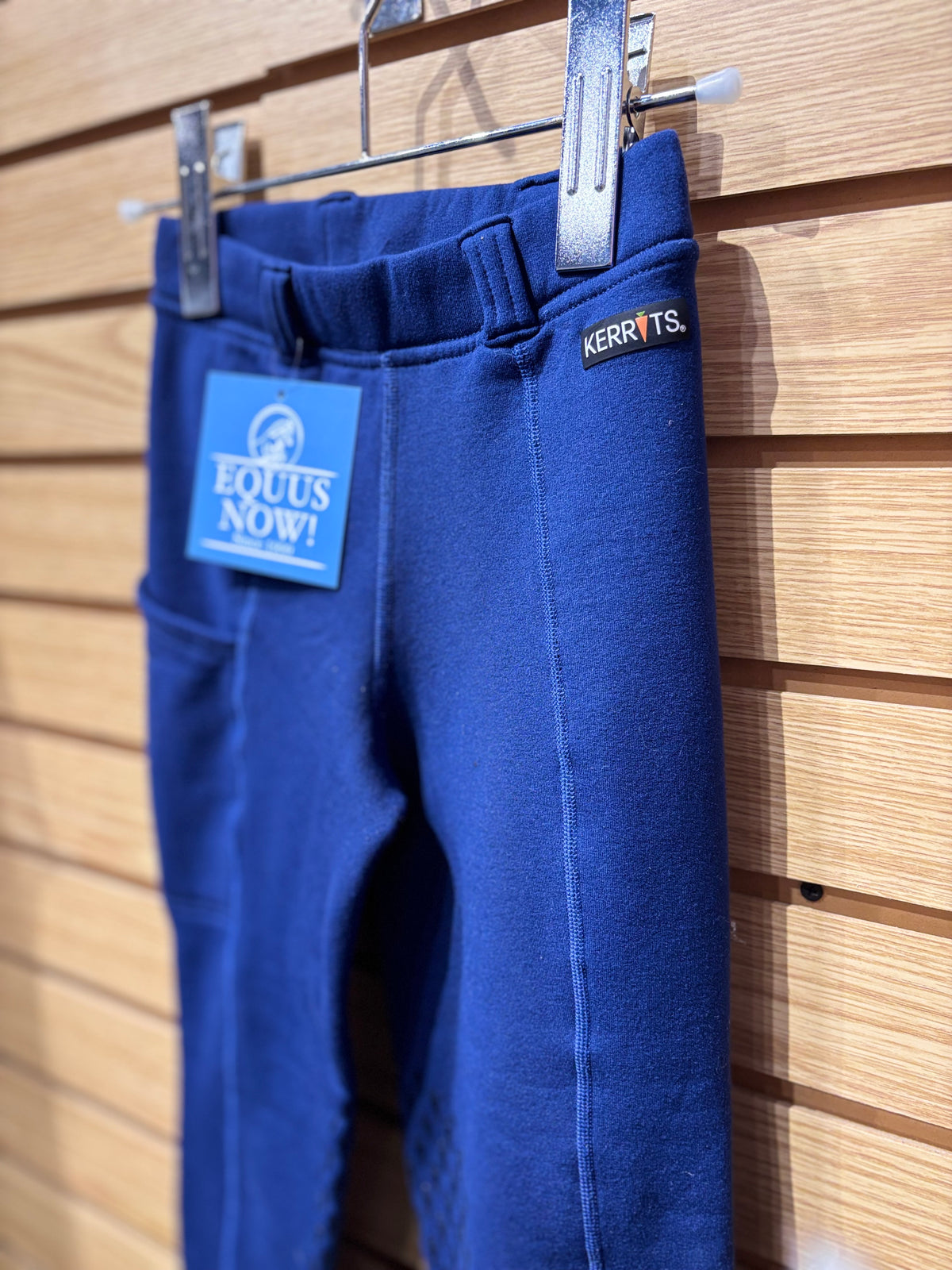 Used Youth Small Blue Kerrits Fleece Lined Silicone Knee Patch Breech