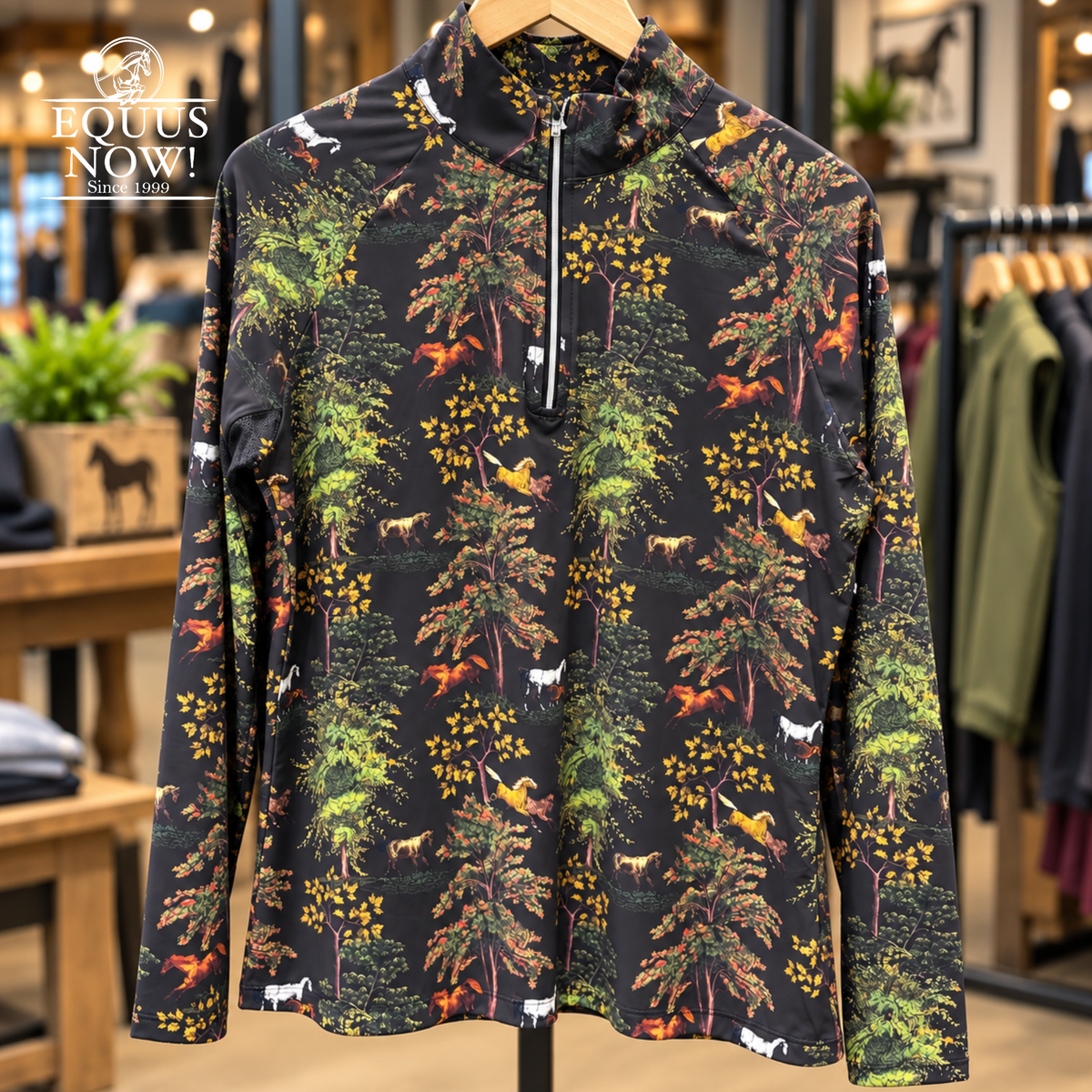 Dapplebay Autumn Toile 1/4 Zip Long Sleeve Riding Top