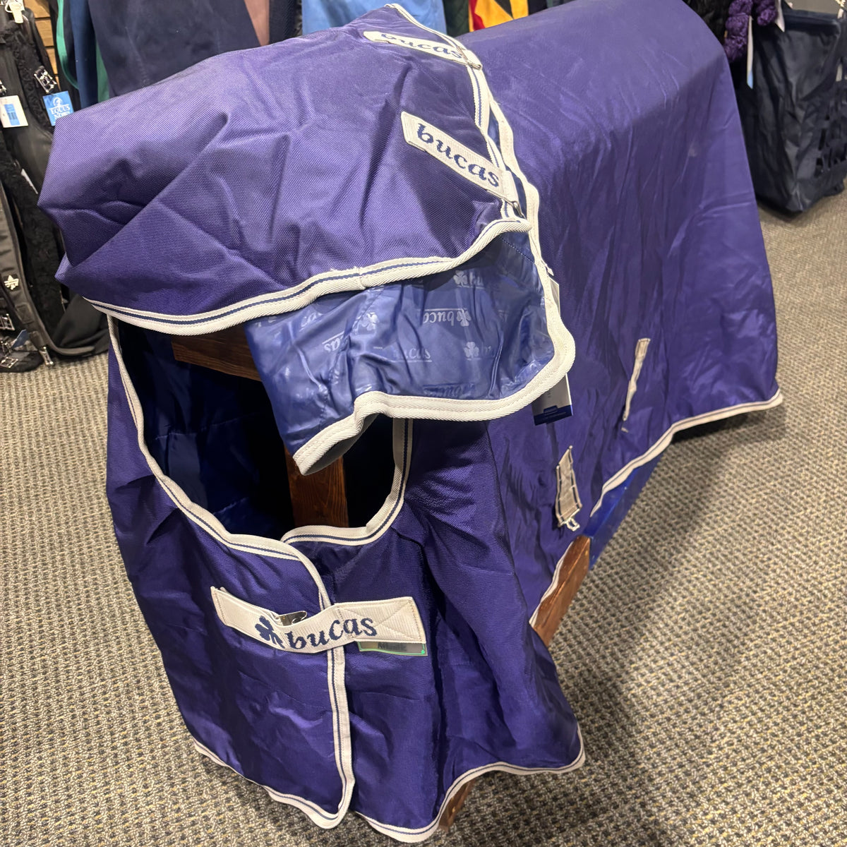Used 81" Blue Bucas Atlantic Medium Turnout w Detachable Neck