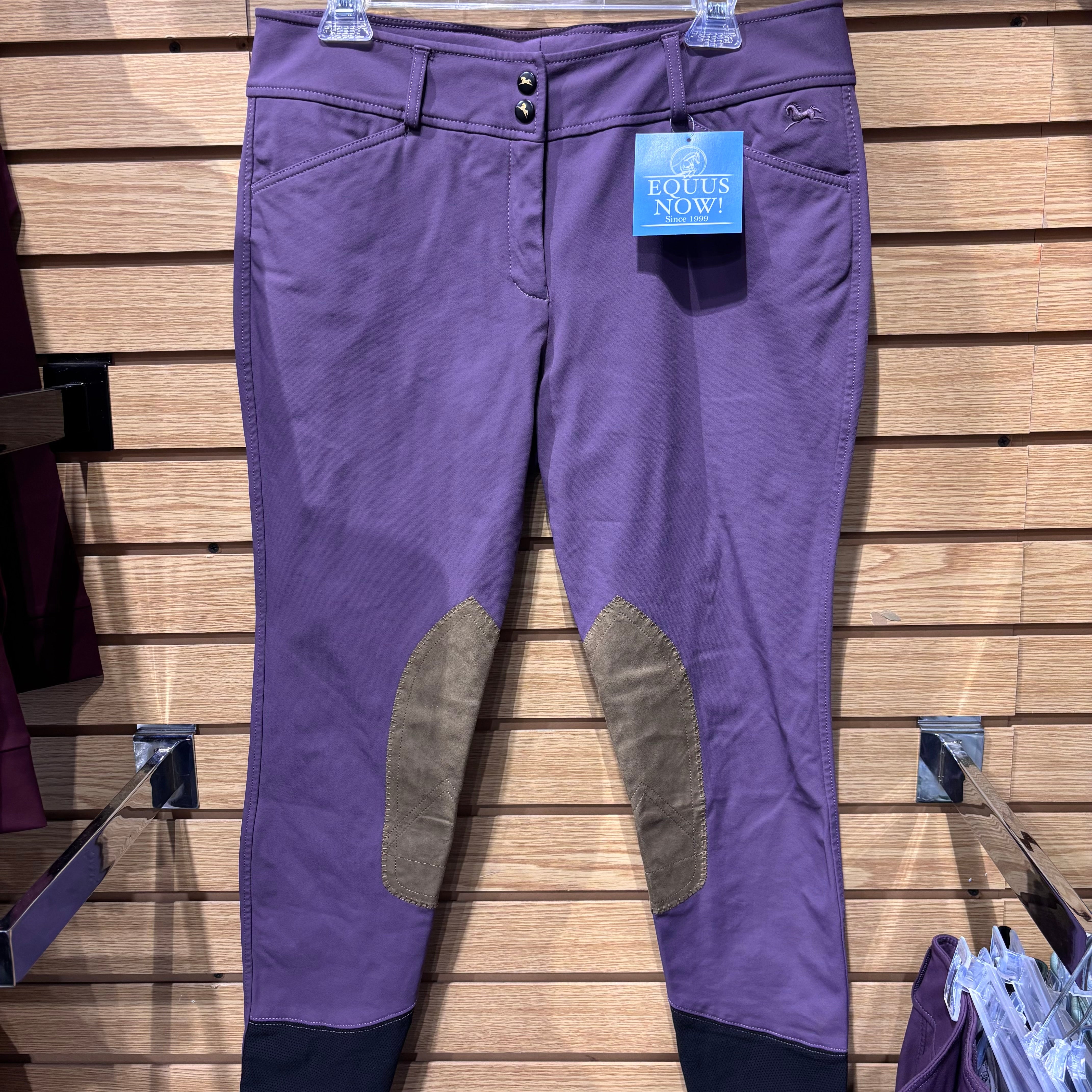 Used 32R RJ Classics Plum Knee Patch Breeches