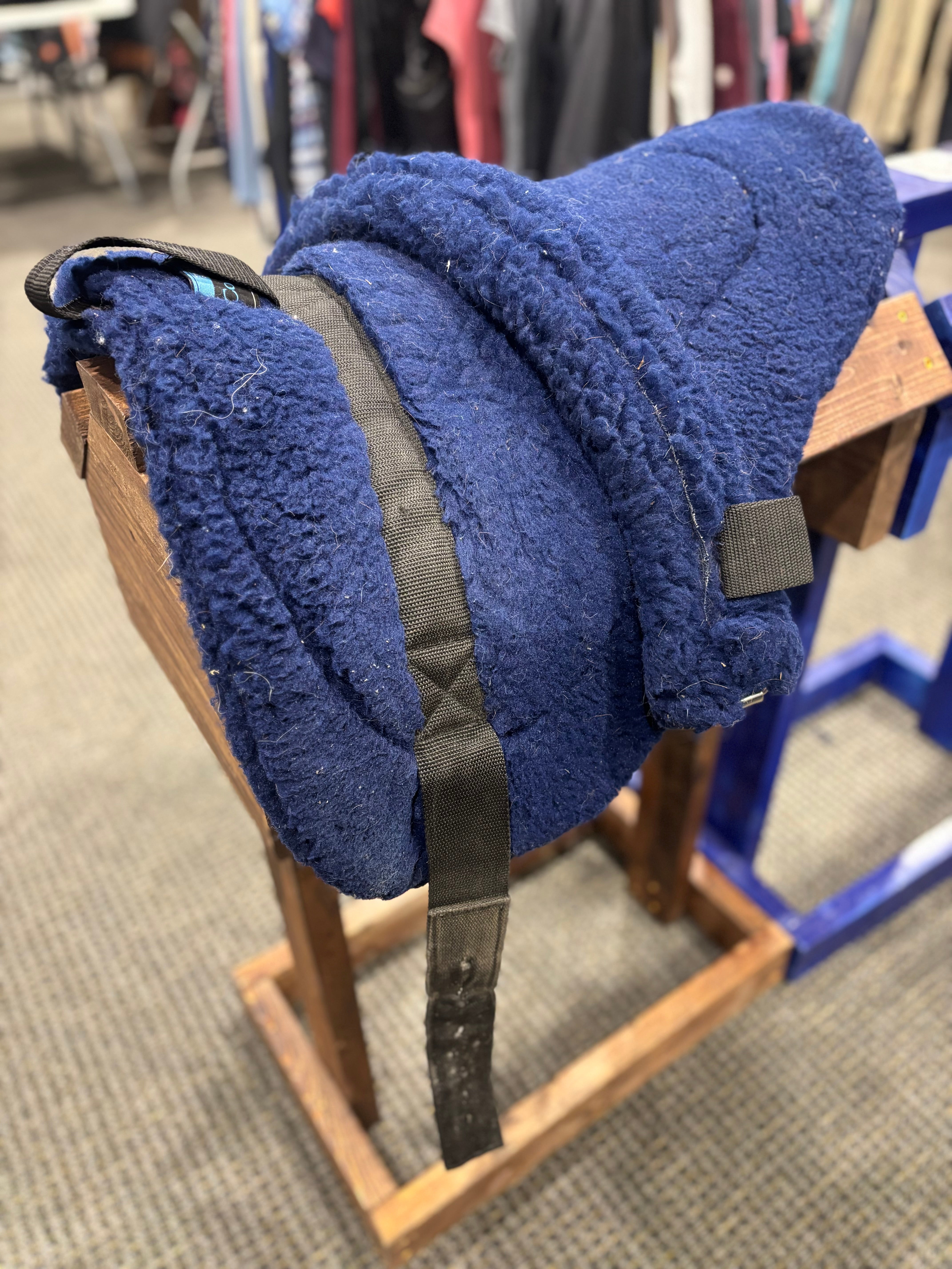 Used Navy Fleece Bareback Pad