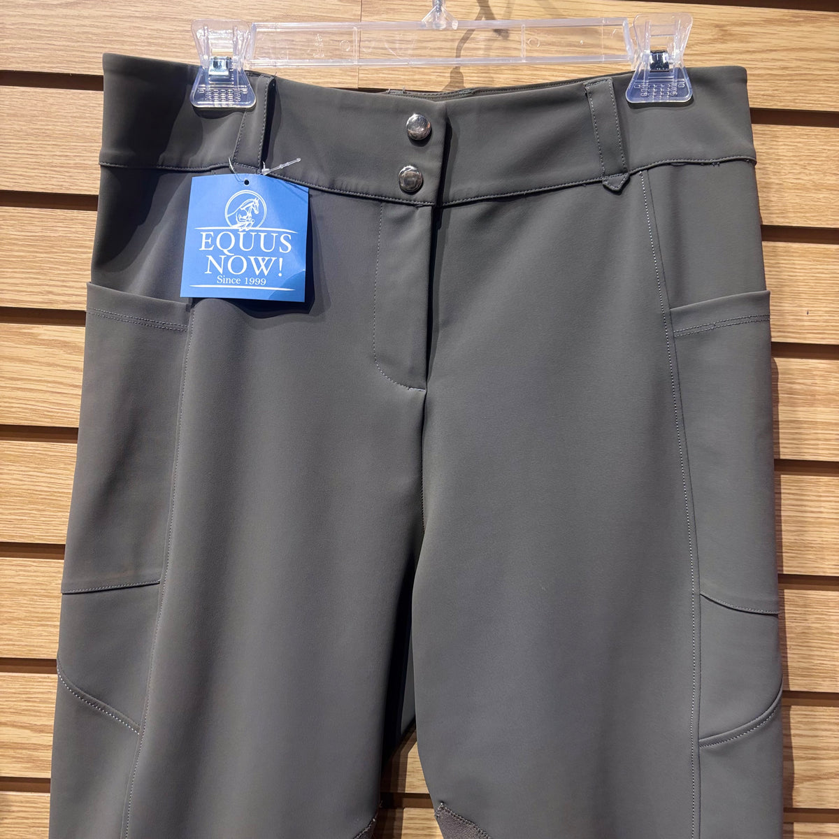 Used Free Ride Equestrian Grey 32 Knee Patch Breeches