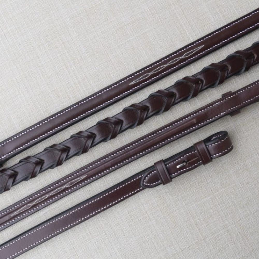 KL Select Black Oak Fancy Stitched Laced Reins